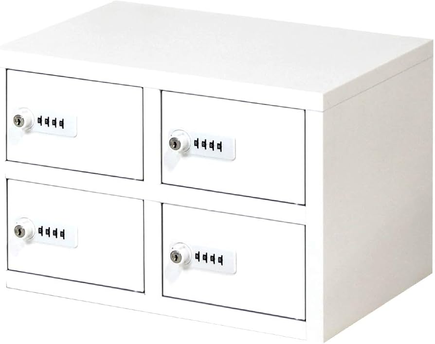 Amazon.co.jp: LOOKIT 貴重品ロッカー 2列2段 4人用 ダイヤル錠 金庫