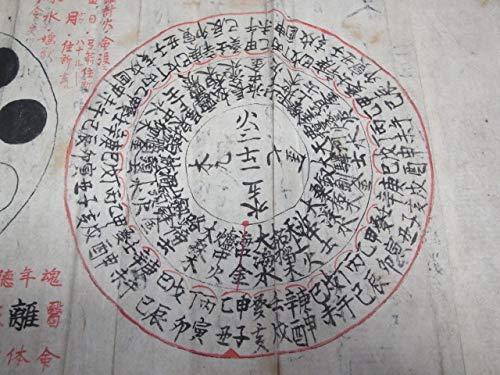 Amazon.co.jp: 希少 1800年頃（江戸後期）風水師用 紙製風水羅盤と紙製