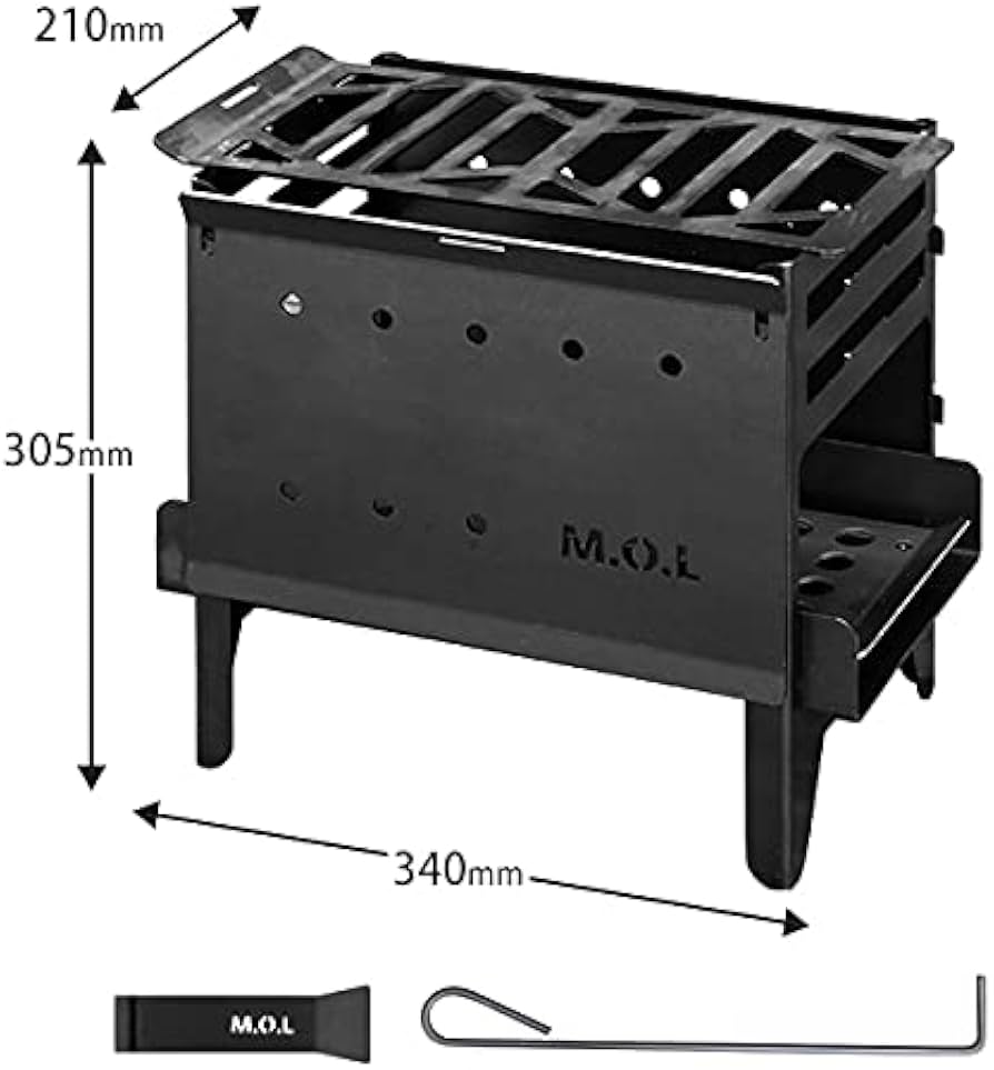 Amazon | M.O.L 焚き火台 M＋グリル台＋ロストル＋串台付きセット 日本