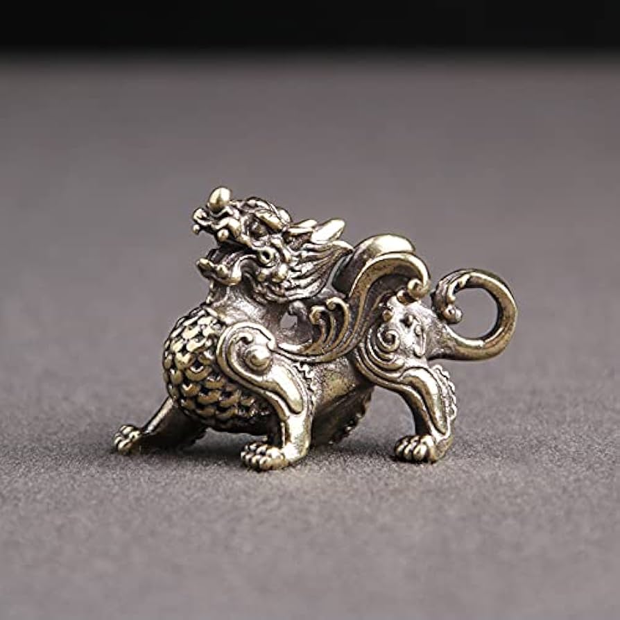 Amazon.co.jp: 銅製 麒麟 キリン 置物 ミニ 風水グッズ 龍の置物