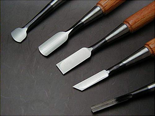 Amazon.co.jp: 小型木彫鑿 白紙鋼 5本組セット 木箱入 木彫り ノミ