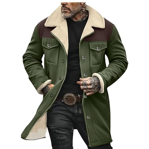 YSERB Western Jackets for Men Vintage Suede Leather Jacket Plush