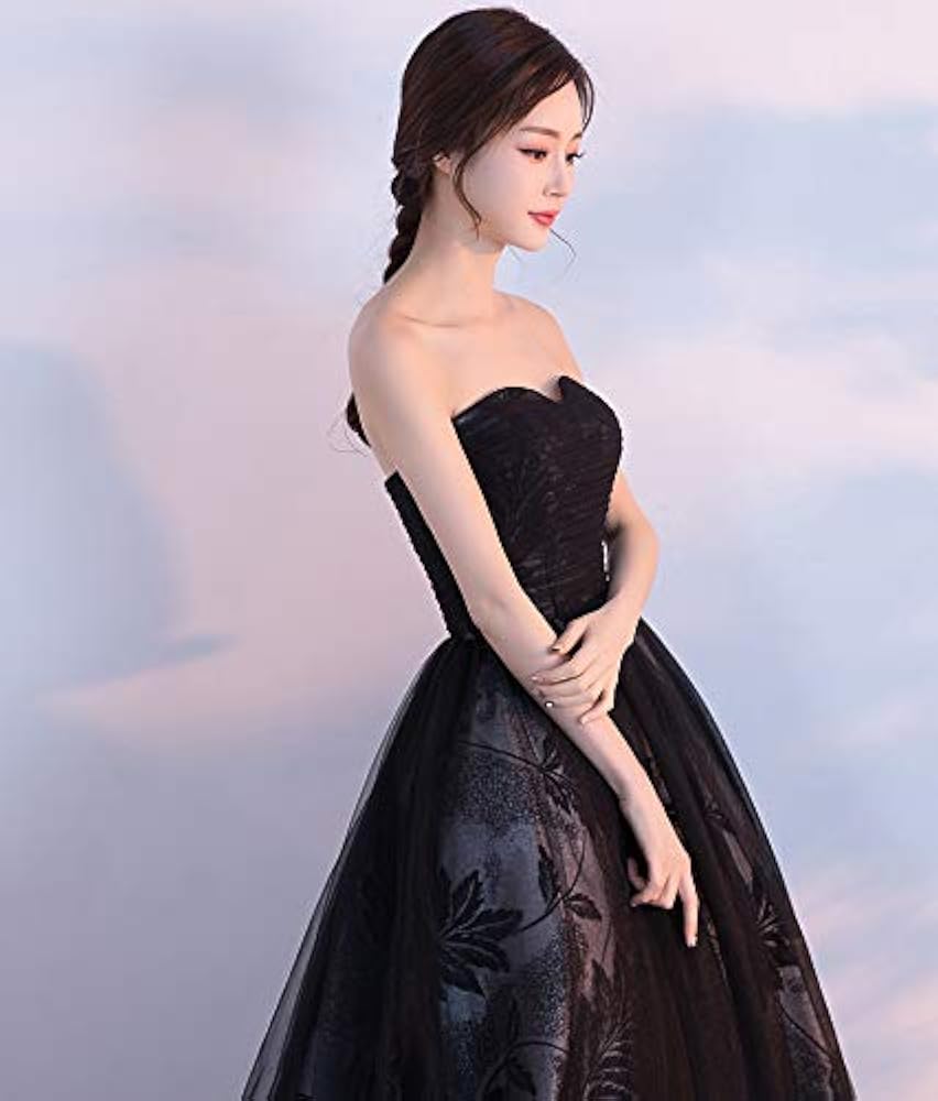 Amazon | hanamaya ドレス 黒 上品 肩出し 引き裾 ワンピース