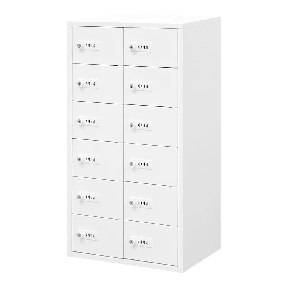 Amazon.co.jp: LOOKIT 貴重品ロッカー 小型 鍵付き 2列6段 12人用