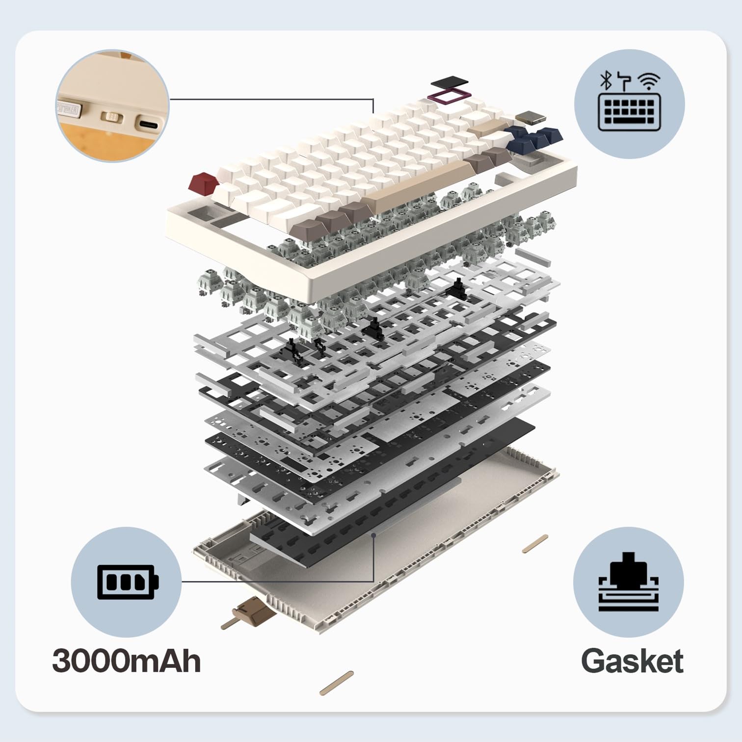Amazon | EPOMAKER TH80 PRO V2 ワイヤレス ゲーミングキーボード RGB