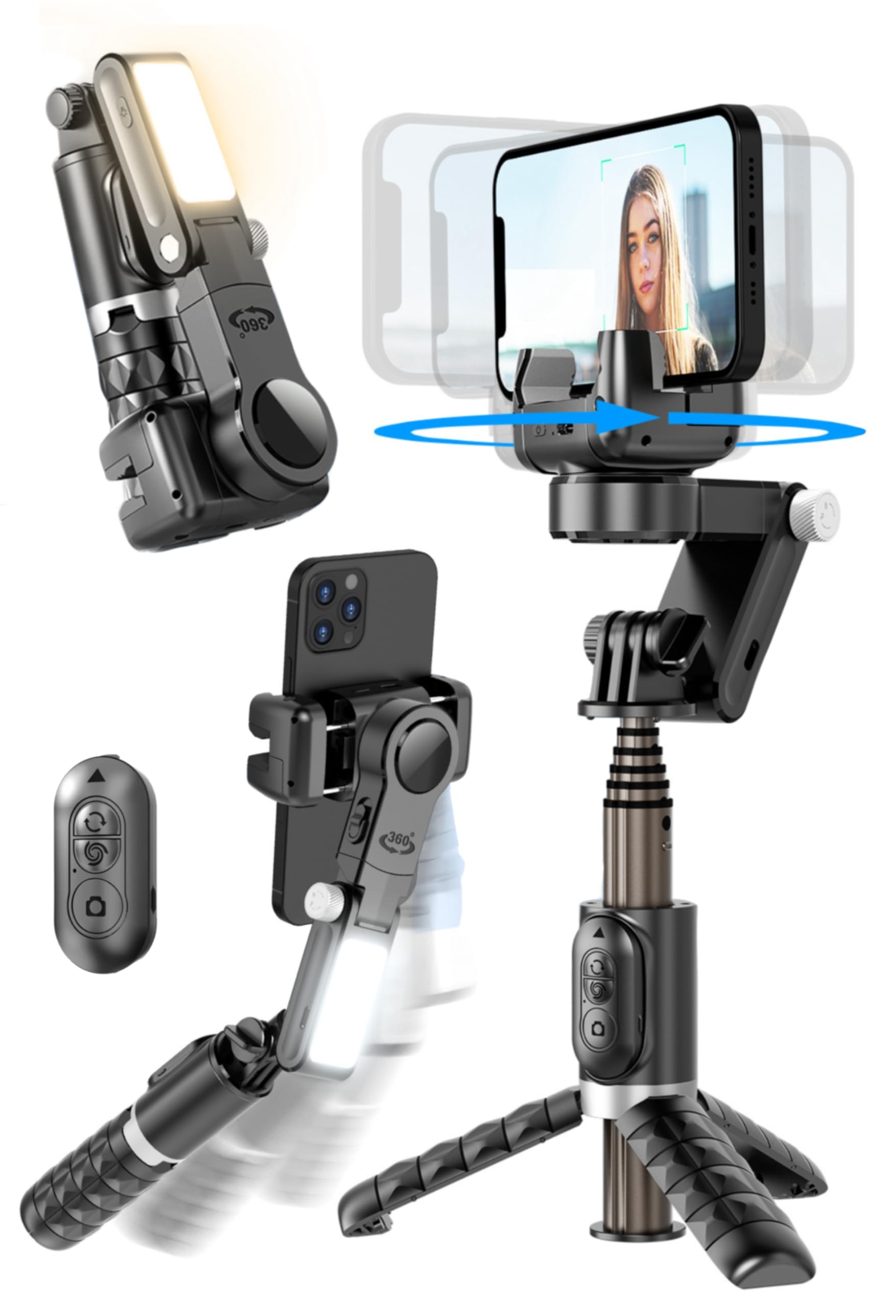 Amazon | Ncolor Q18 ジンバル 自撮り棒 スマホ三脚 3in1 折りたたみ式