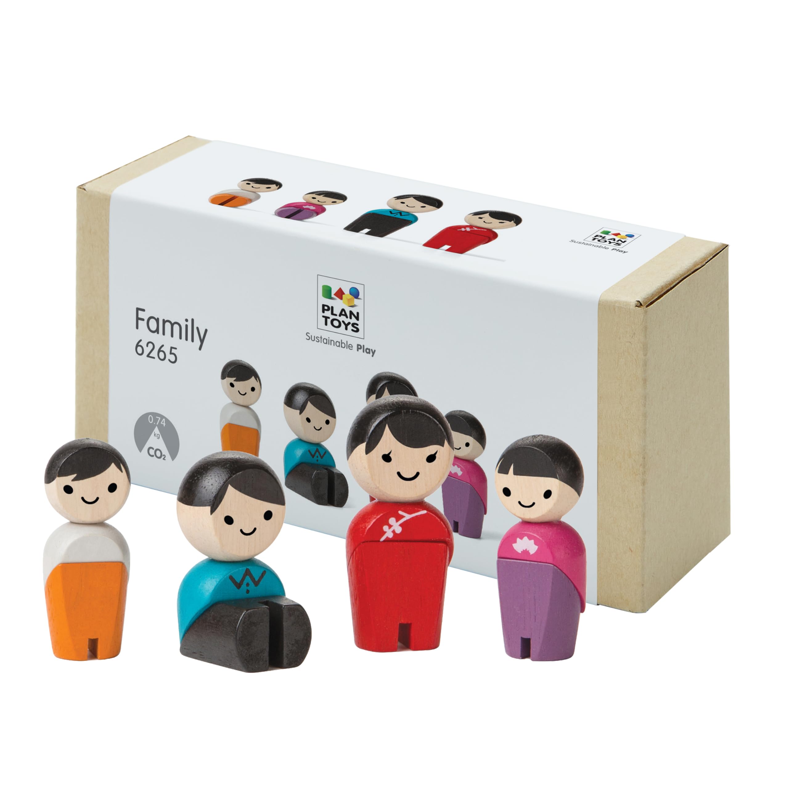 Amazon.com: PlanToys® PlanWorld Family Set | 4 Wooden Poseable