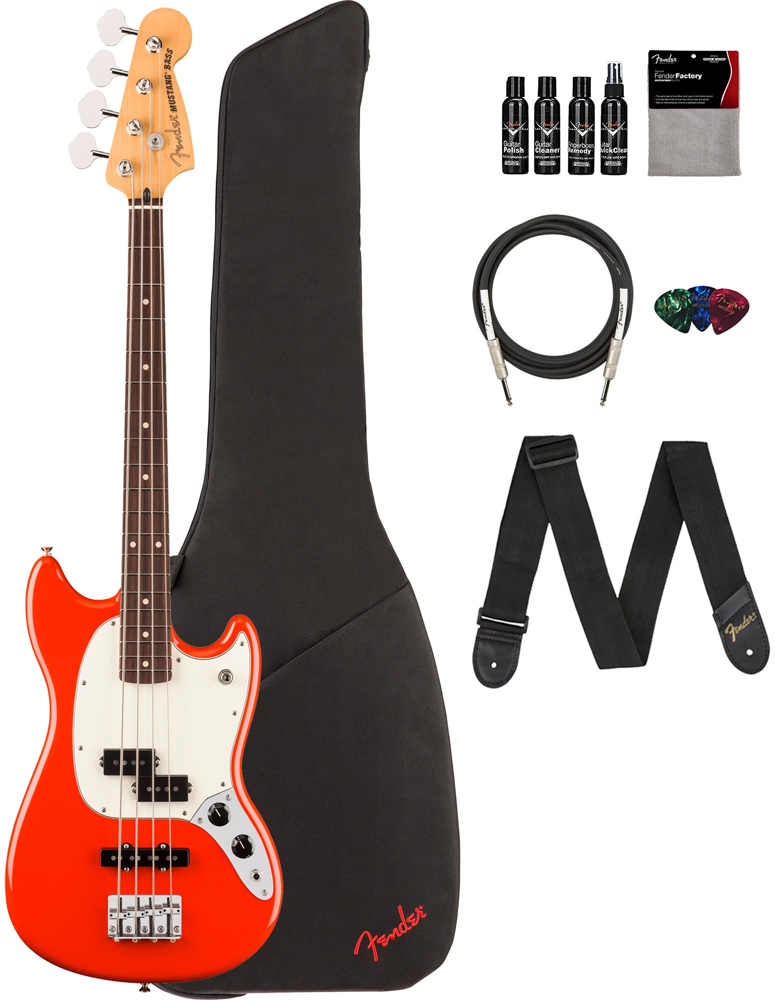 Amazon.com: Fender Player II Mustang Bass PJ - Coral Red Bundle