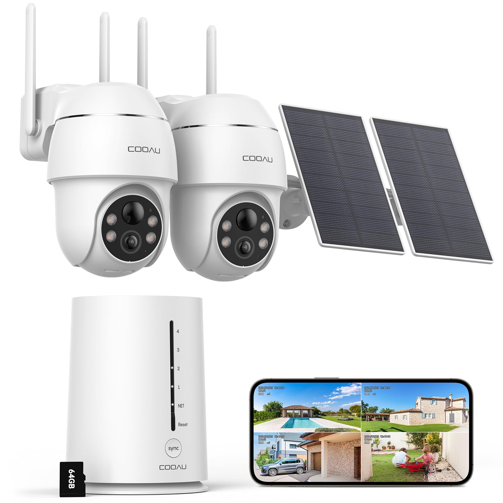 Amazon.com : COOAU Solar Security Cameras Wireless Outdoor, 2 Cam