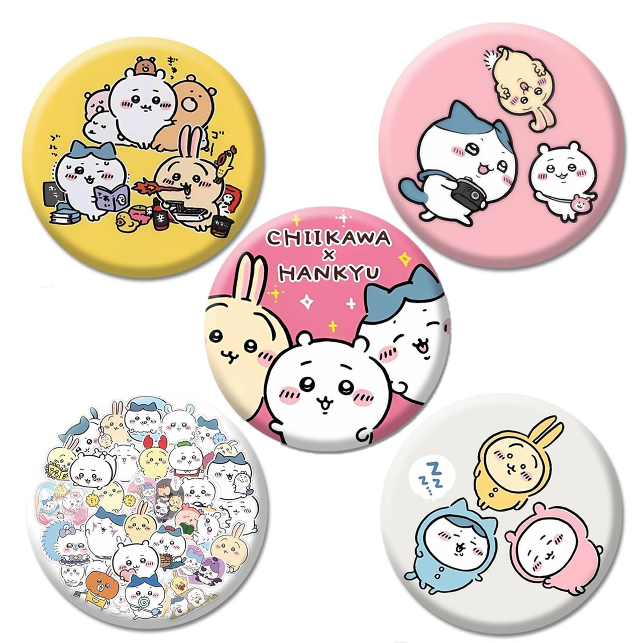 Amazon | ちいかわ 缶バッジ ちいかわ ハチワレ うさぎ 缶バッジ 1/5枚