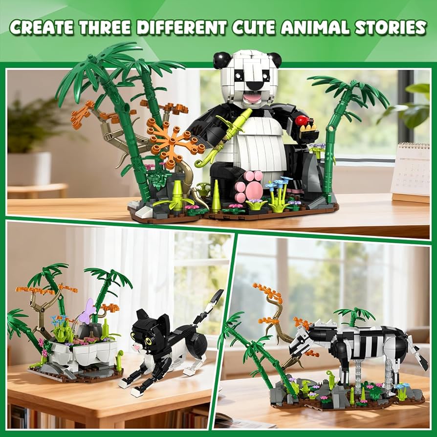 Amazon.com: HiWEEGO 3 in 1 Wild Animals Panda Building Set