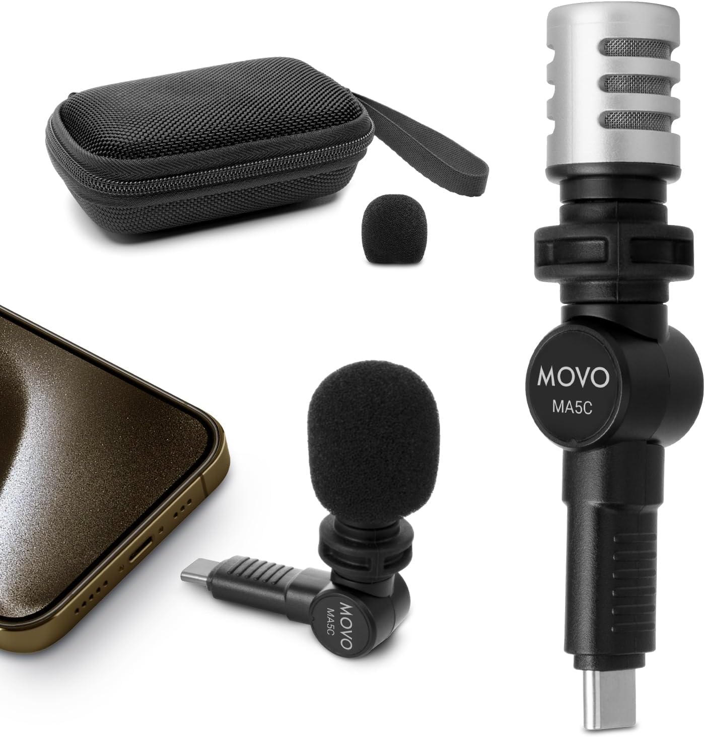 Amazon | Movo (ムーボ) 外付けUSB-Cマイク iPhone 15用 - iPhone 15用