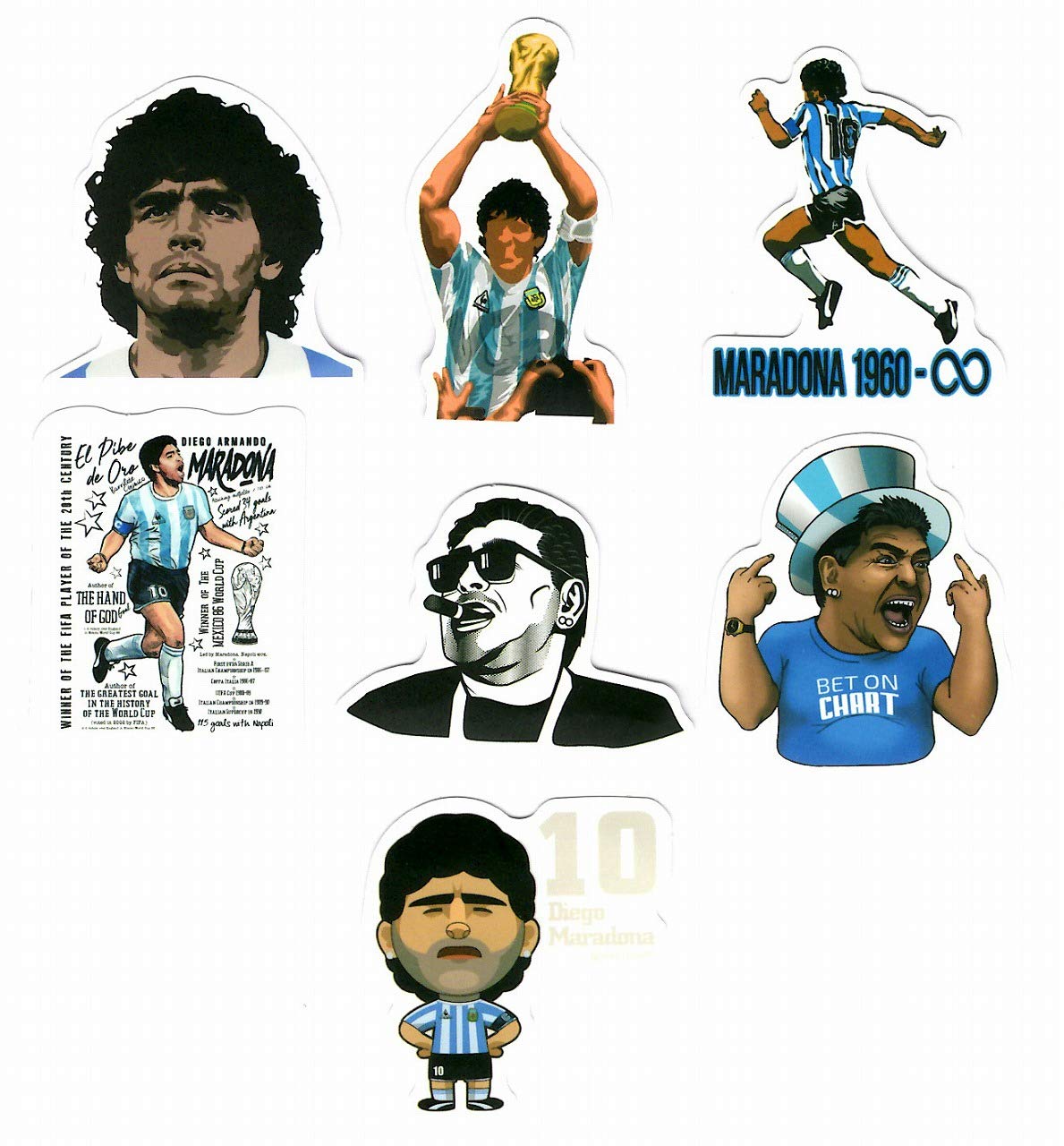 Amazon | ディエゴ・マラドーナ ステッカー7枚セットE〔Maradona05