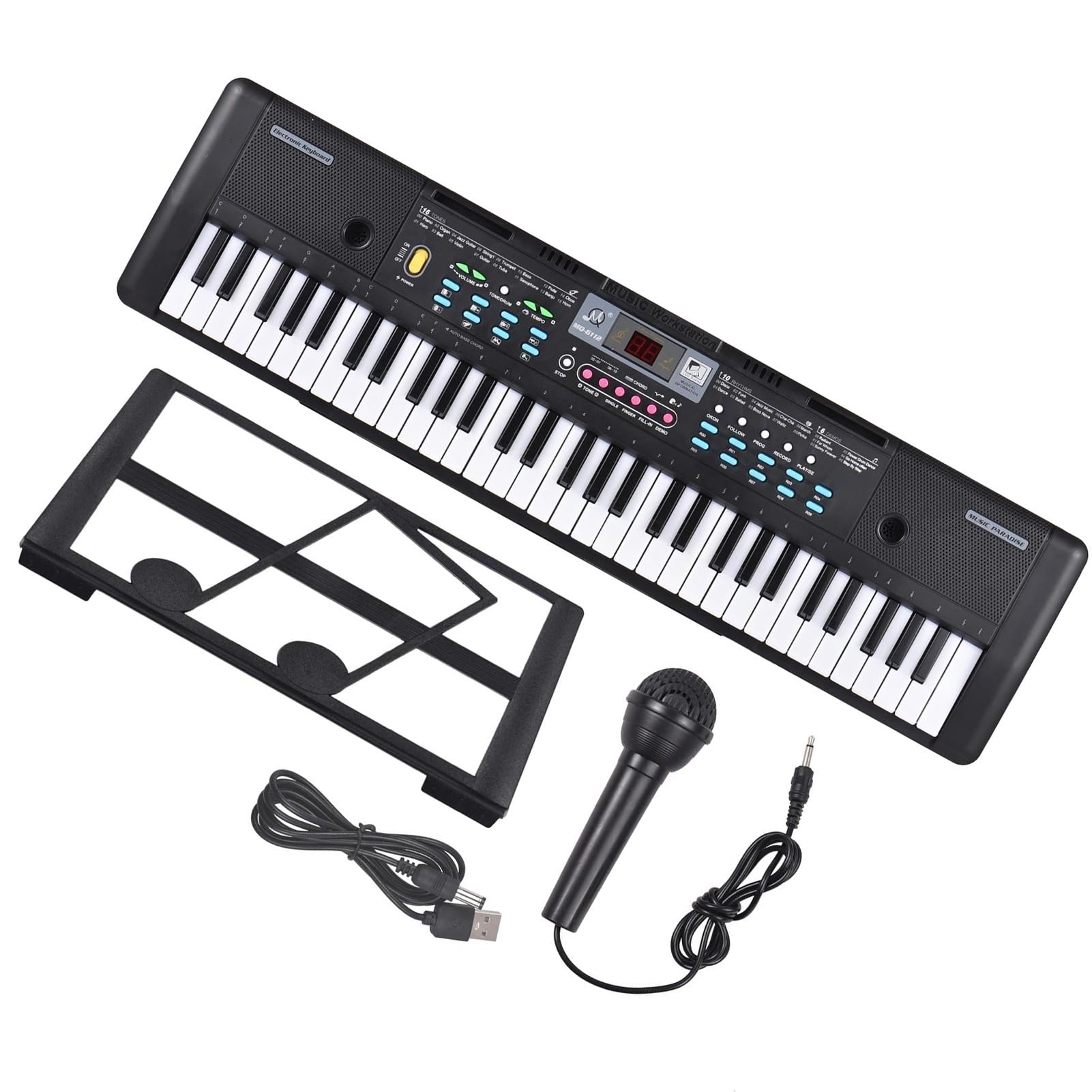 Amazon | 61 キー USB 電子ピアノマイク付きデジタル LED ディスプレイ