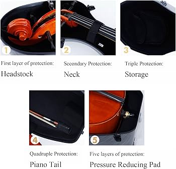 Amazon.co.jp: SHOUCAN チェロケース 4/4 フルサイズ カーボン