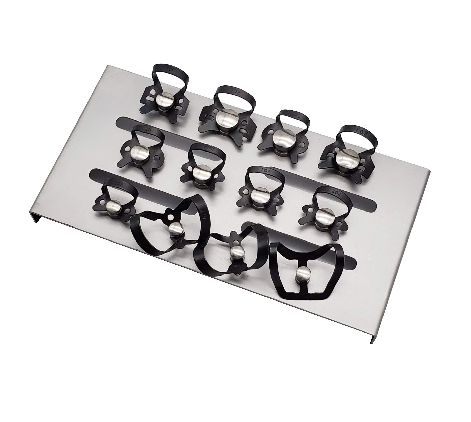 Amazon.co.jp: ラバーダムクランプ12個セット マウントラック付き 歯科