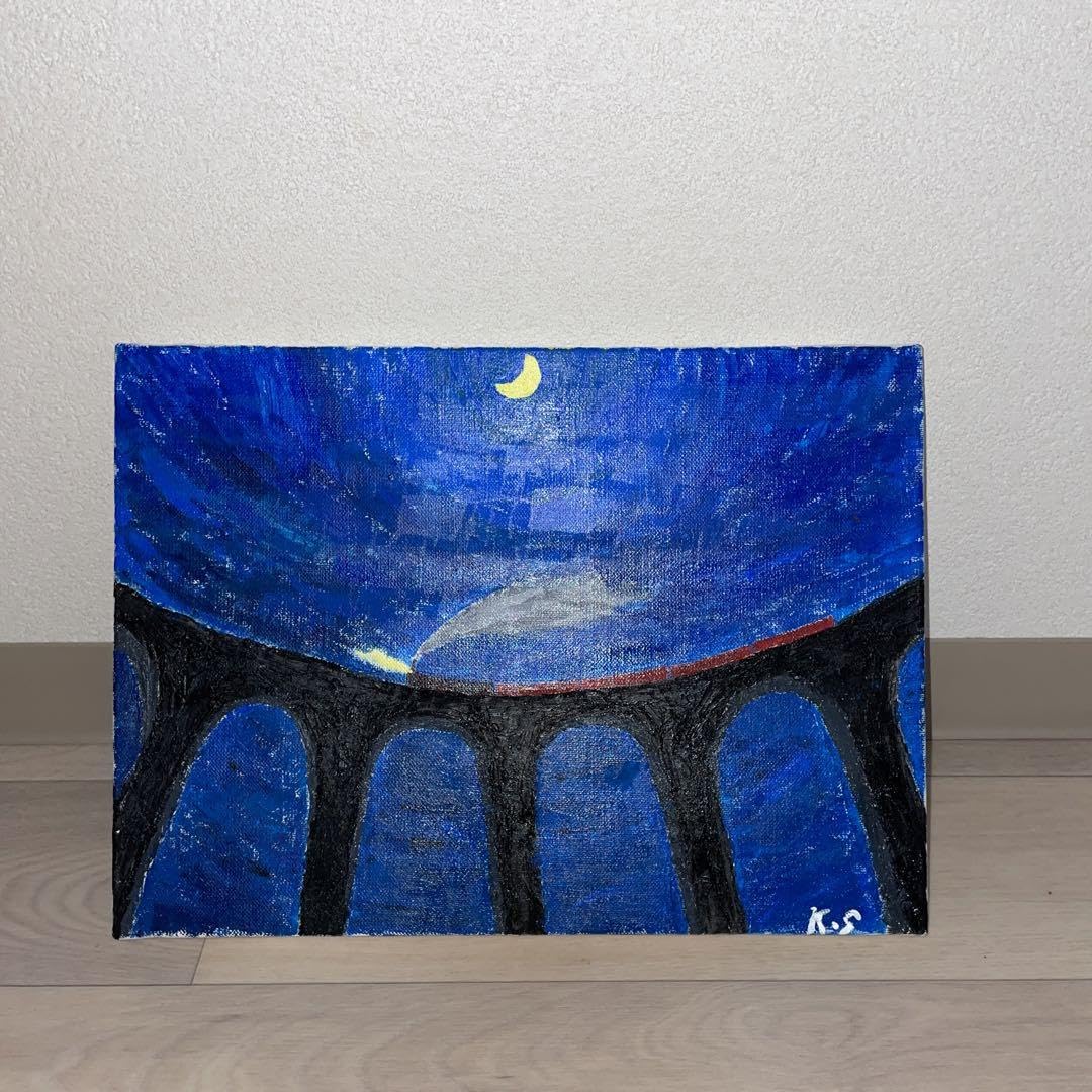Amazon.co.jp: 絵 美術 銀河鉄道の夜 風景画 油絵 月夜 : おもちゃ