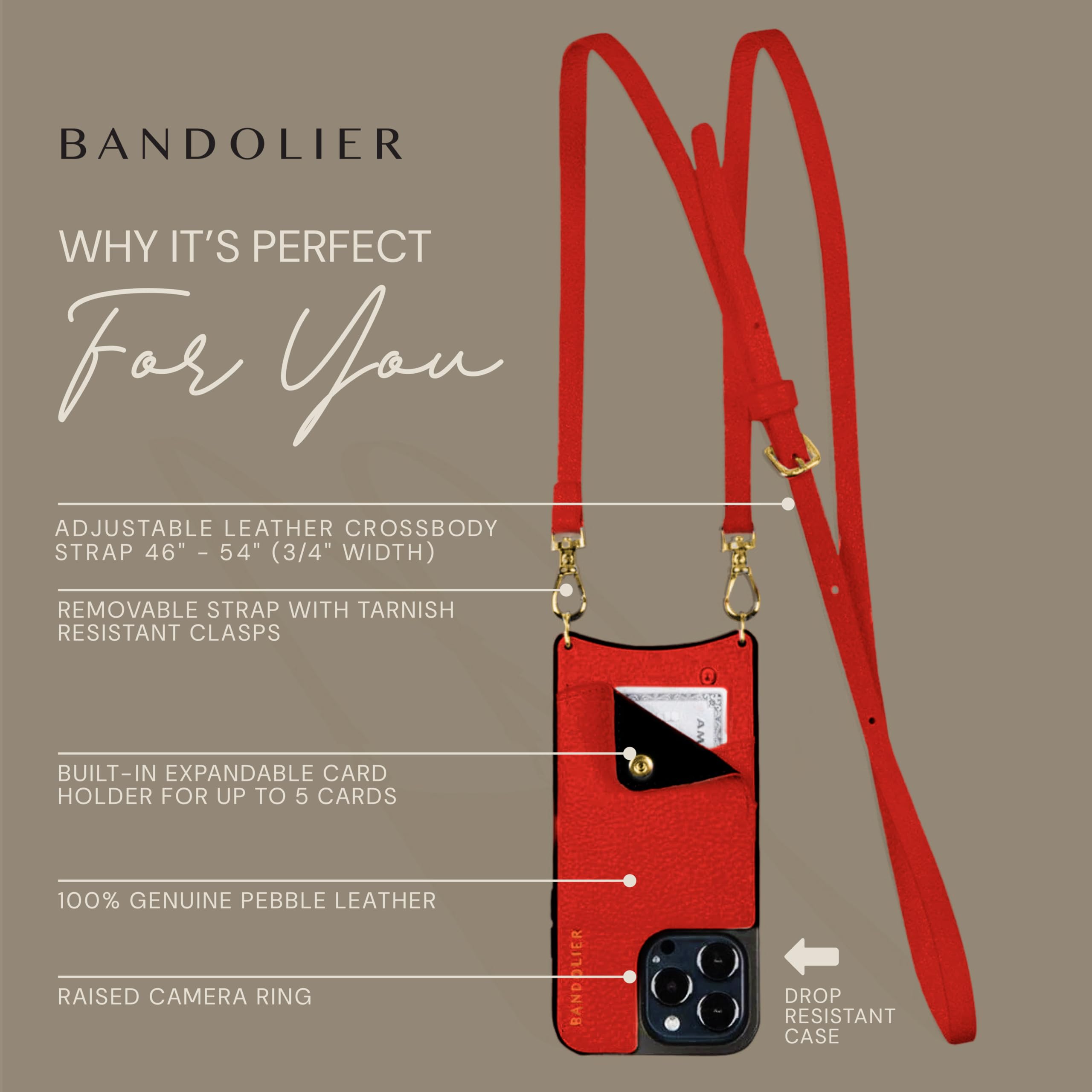 Amazon.com: Bandolier Emma Crossbody Wallet Phone Case for iPhone