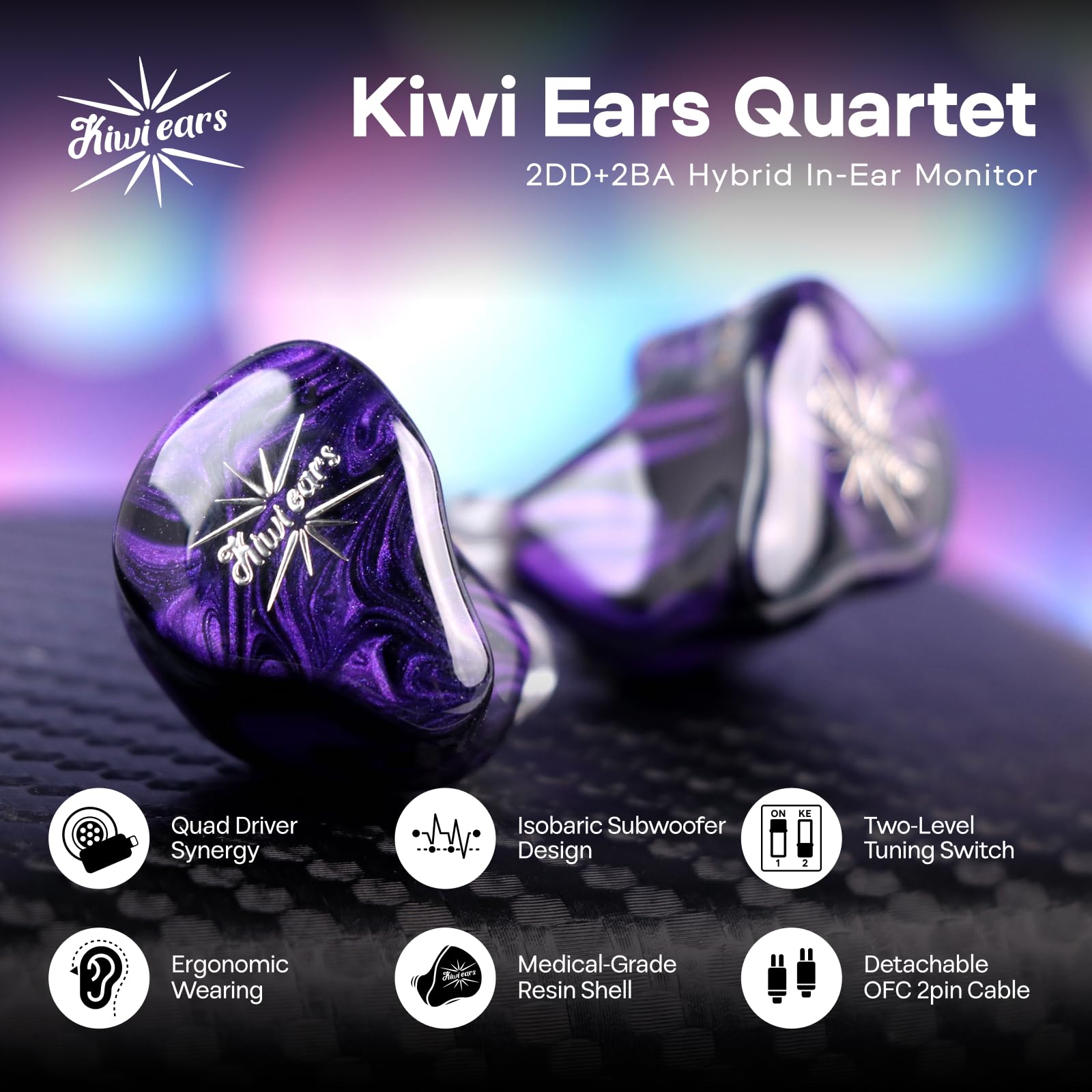 Amazon.com: Linsoul Kiwi Ears Quartet 2DD+2BA Hybrid In-Ear