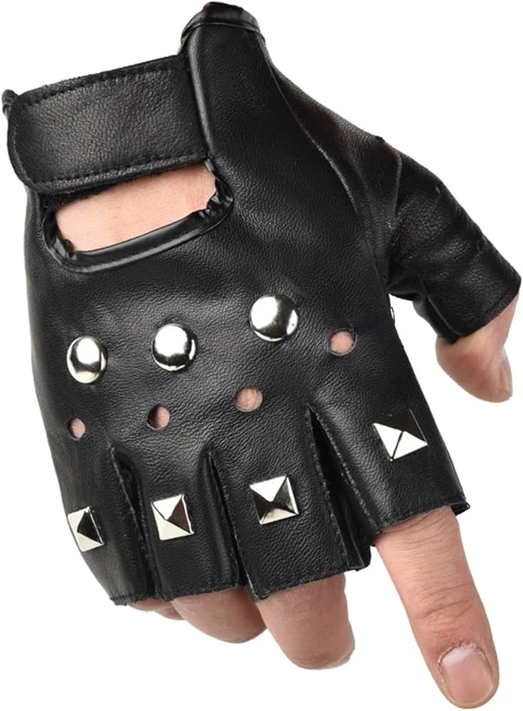 Amazon.co.jp: メンズレザーフィンガーレスグローブ 男子パンクが