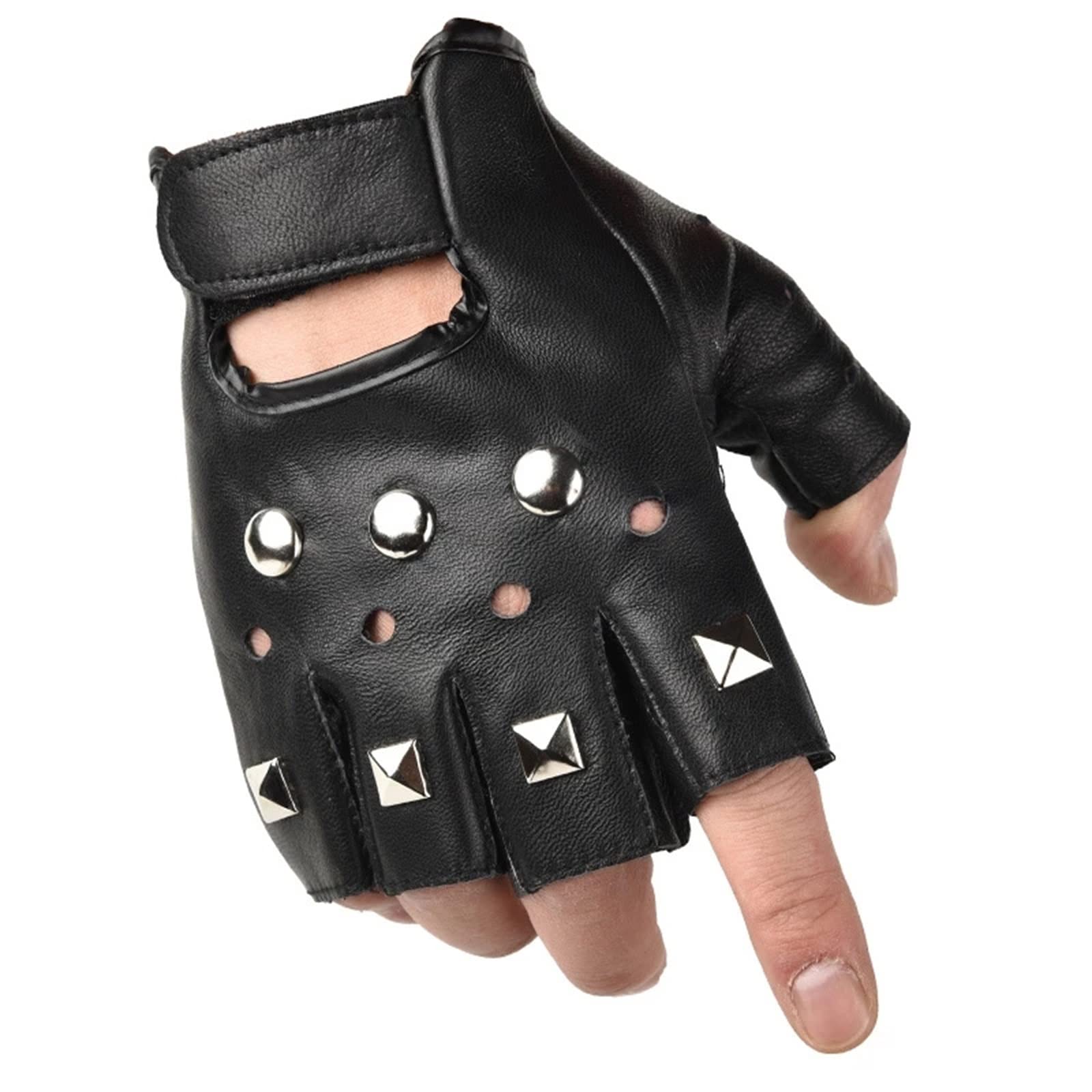 Amazon.co.jp: メンズレザーフィンガーレスグローブ 男子パンクが