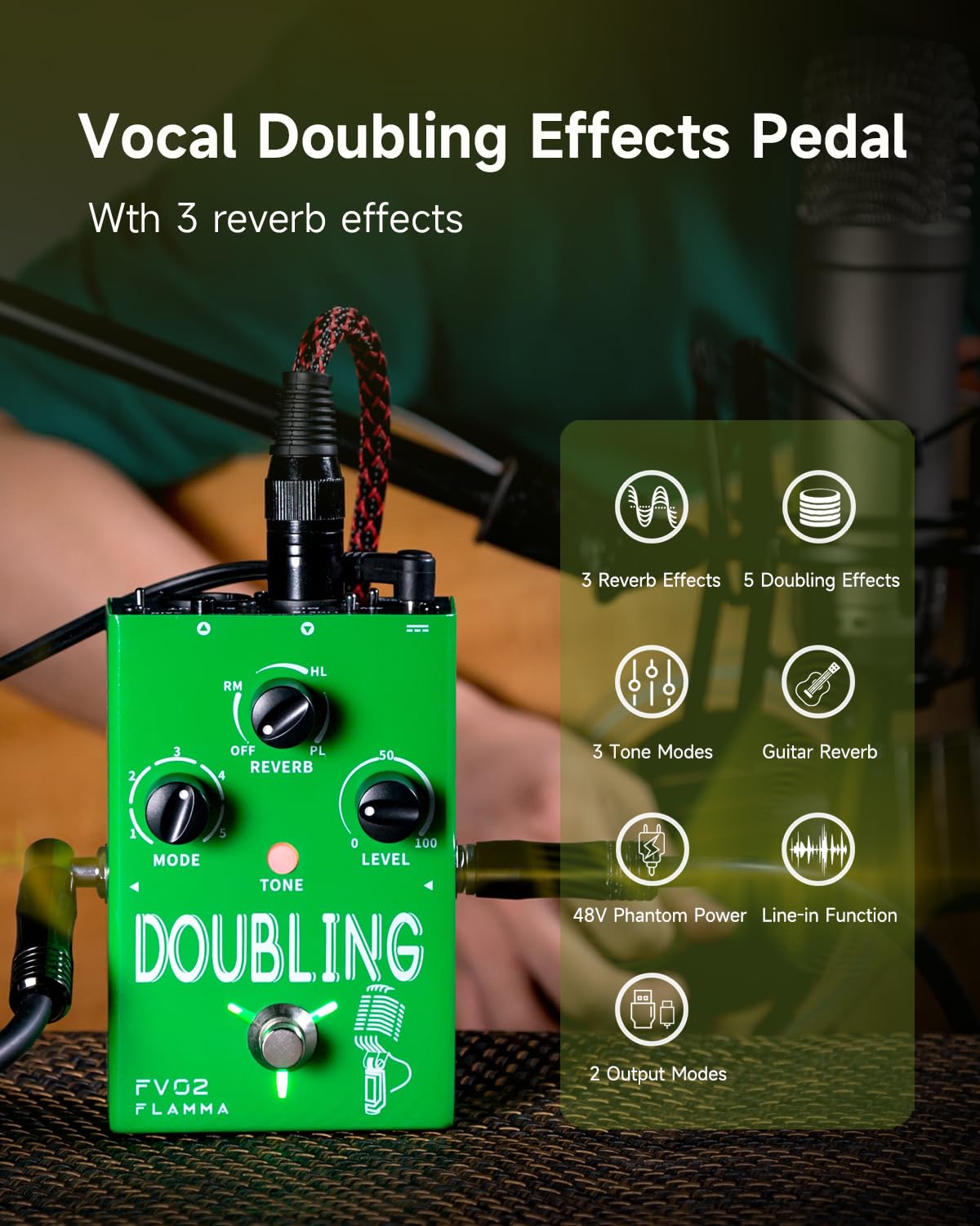 Amazon.com: FLAMMA FV02 Vocal Processor Doubling Effects Pedal