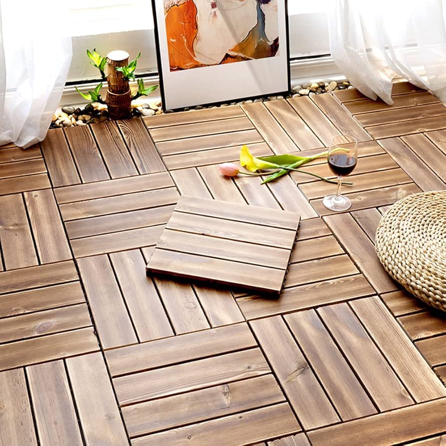 Amazon.co.jp: ウッドデッキ「14枚セット」約30cm*30cm*2.2cm ウッド