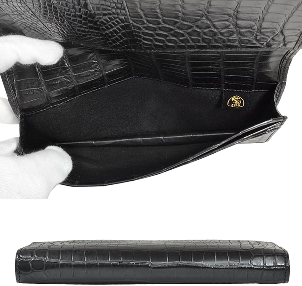 Amazon | [JRA] クロコダイル ブラッククロコ 長財布 ファスナーなし