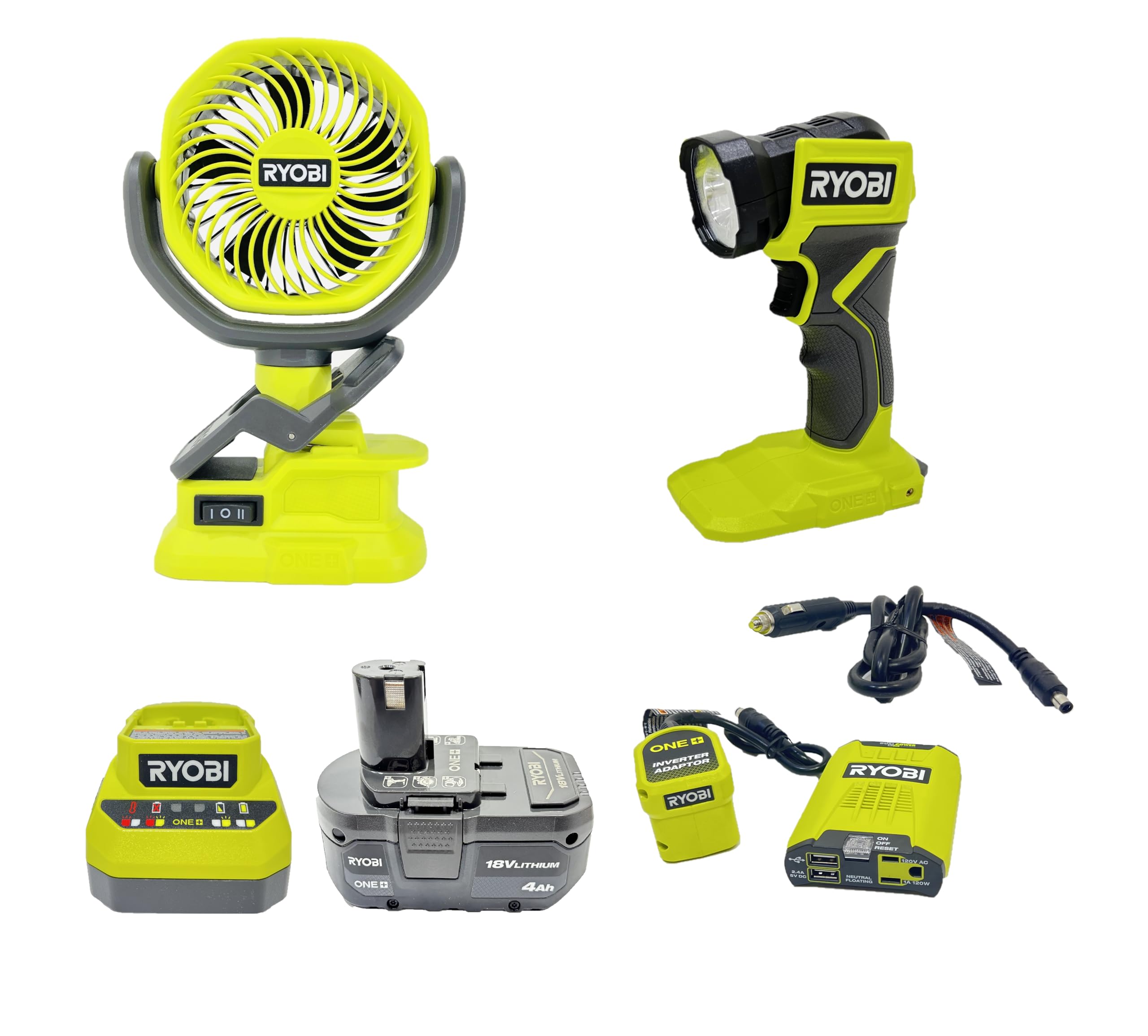 Amazon.com: Ryobi 18-Volt Camping Kit - with Clamp Fan, Flashlight