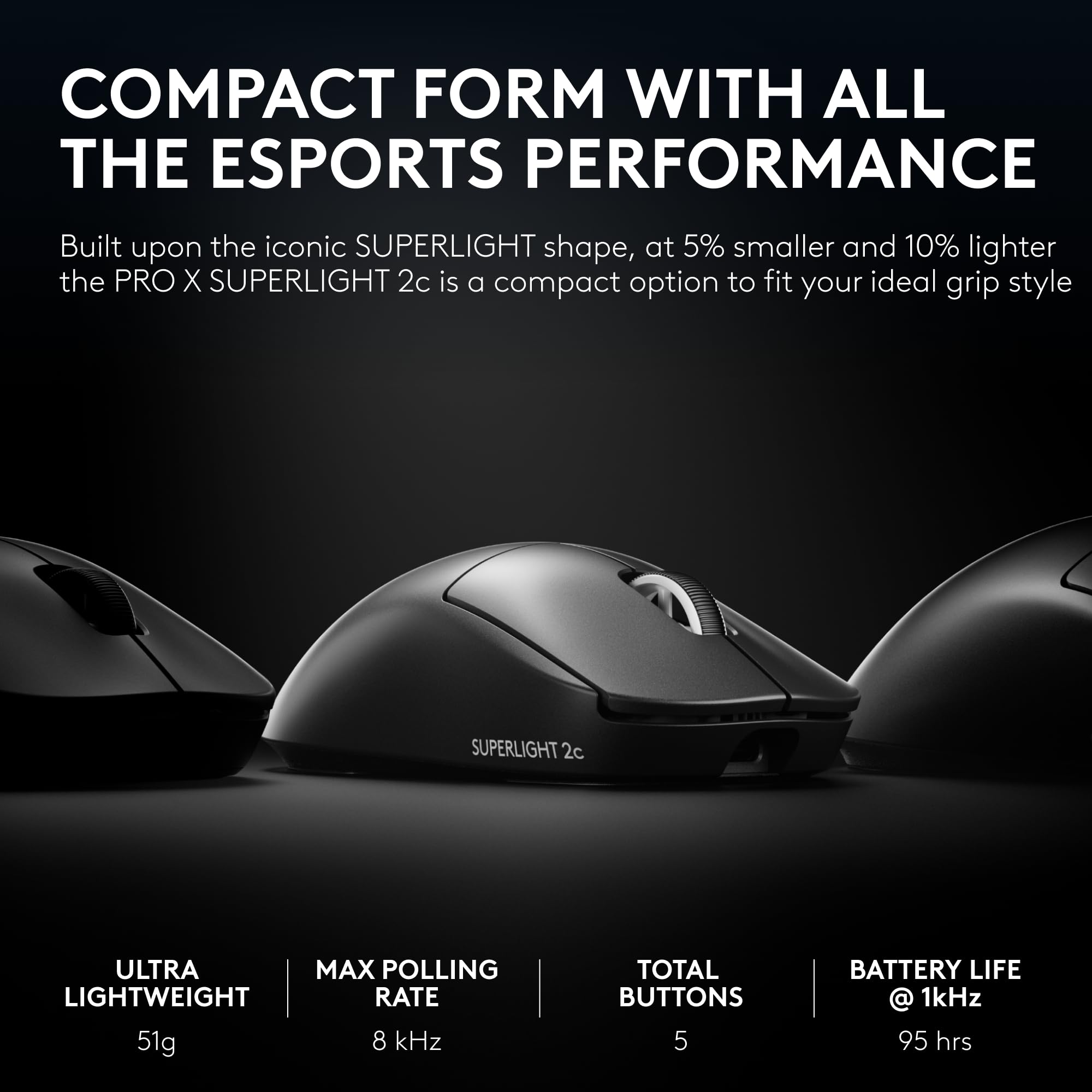 Amazon.com: Logitech G PRO X Superlight 2c Wireless Gaming Mouse