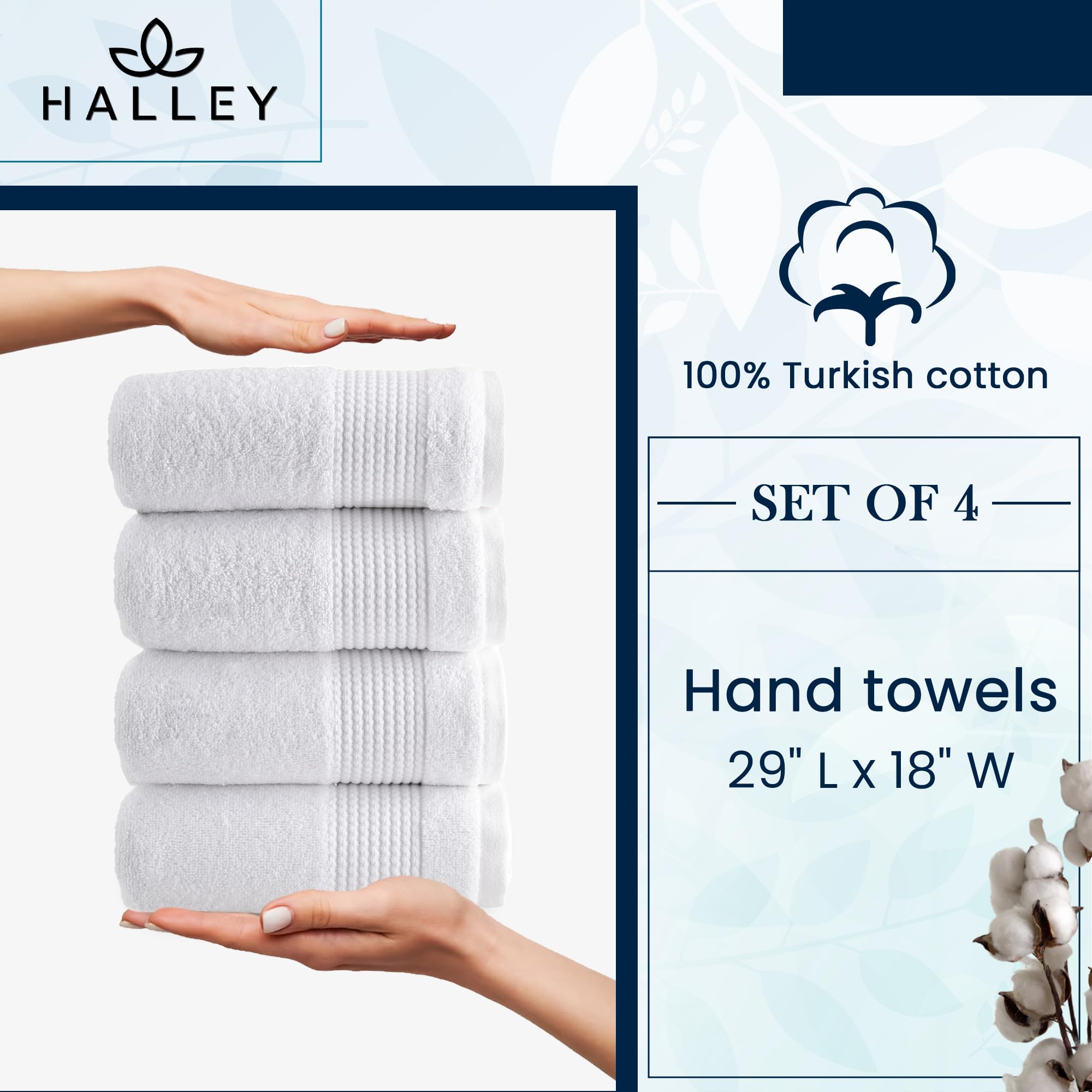 Amazon｜ラージ トルコ綿 ハンドタオルセット [4枚パック] (19インチ x