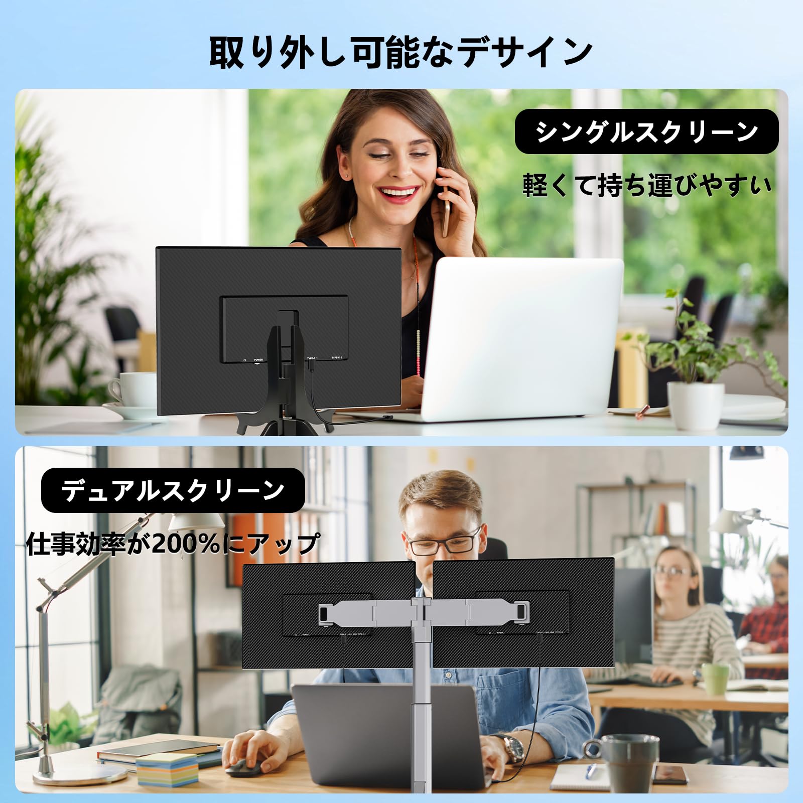 Amazon.co.jp: LivElect 15.6インチ デュアルモバイルモニター【360