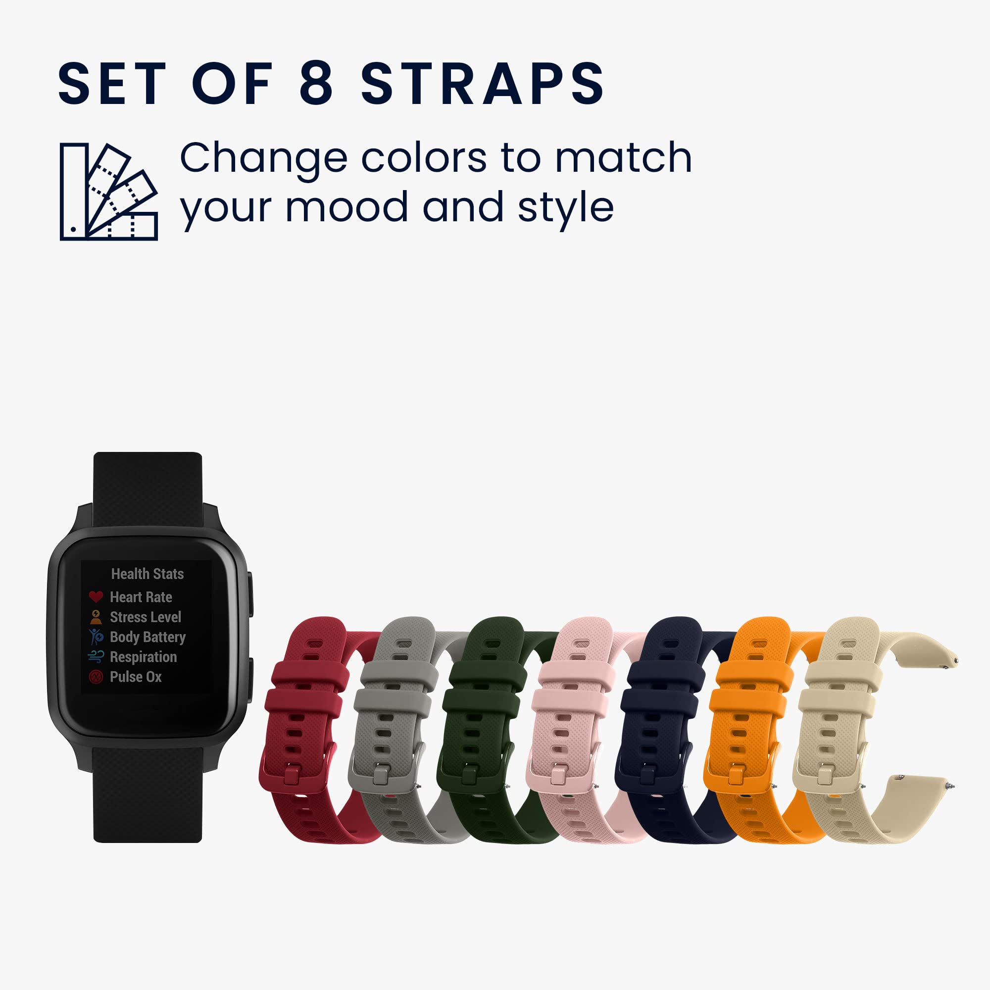 Amazon.co.jp: 8x 対応: Garmin Venu Sq Music/Sq バンド - 交換ベルト