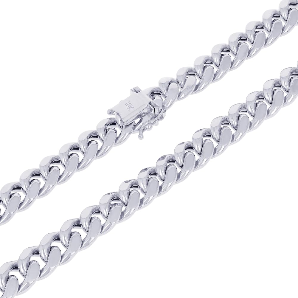 Amazon | Nuragold 10K ホワイトゴールド 9mm マイアミキューバリンク