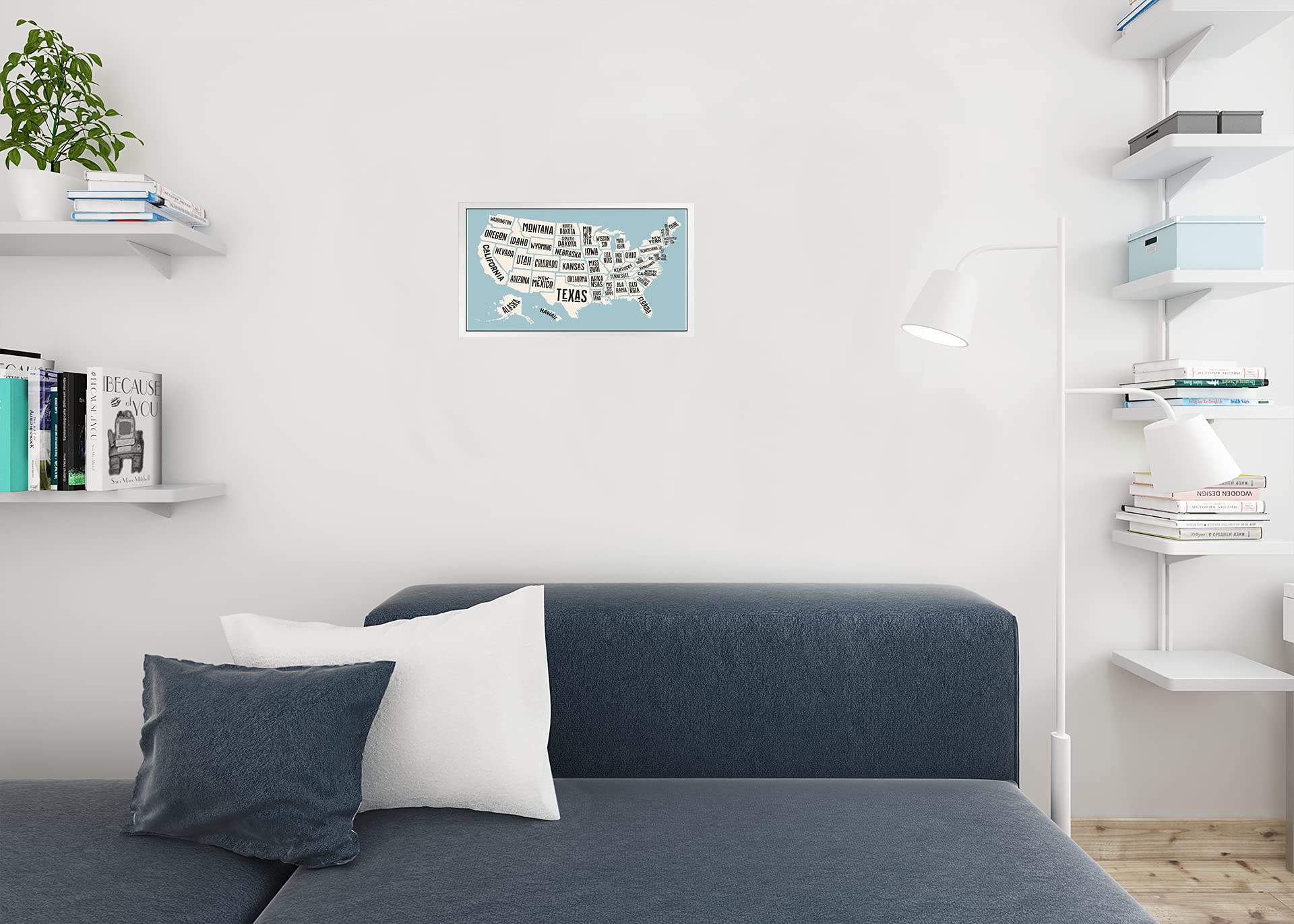 Amazon.co.jp: アメリカ アメリカ合衆国 地図 州名 装飾 旅行 世界地図