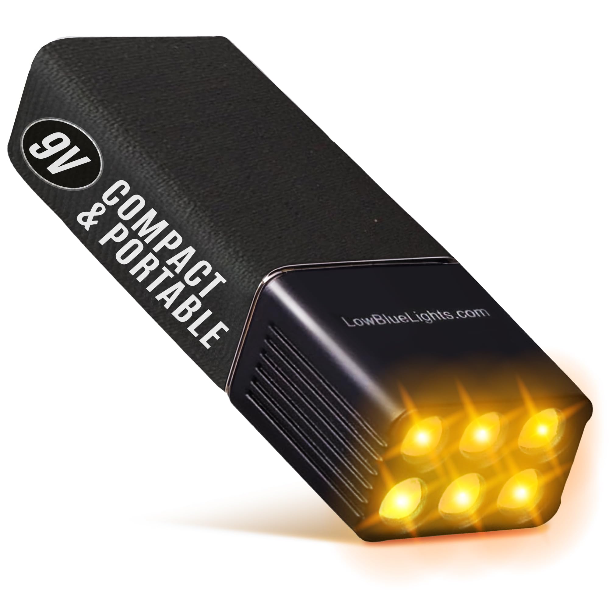 LowBlueLights Mini Amber Flashlight, 9V-Battery, Blue Light