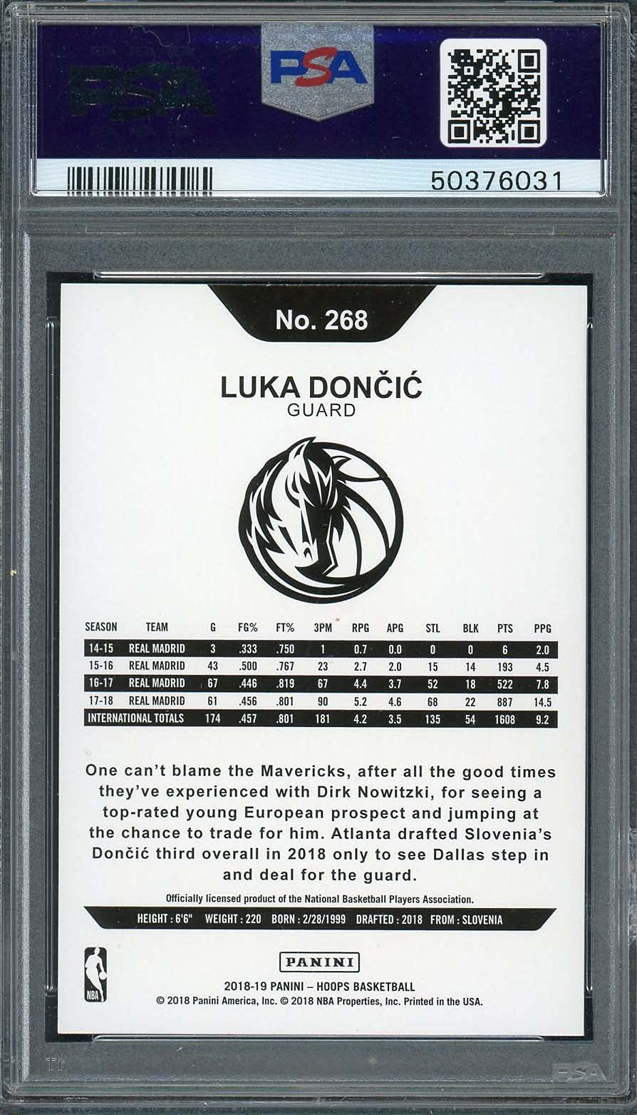 Amazon.com: Luka Doncic 2018 Hoops Basketball Rookie Card RC #268