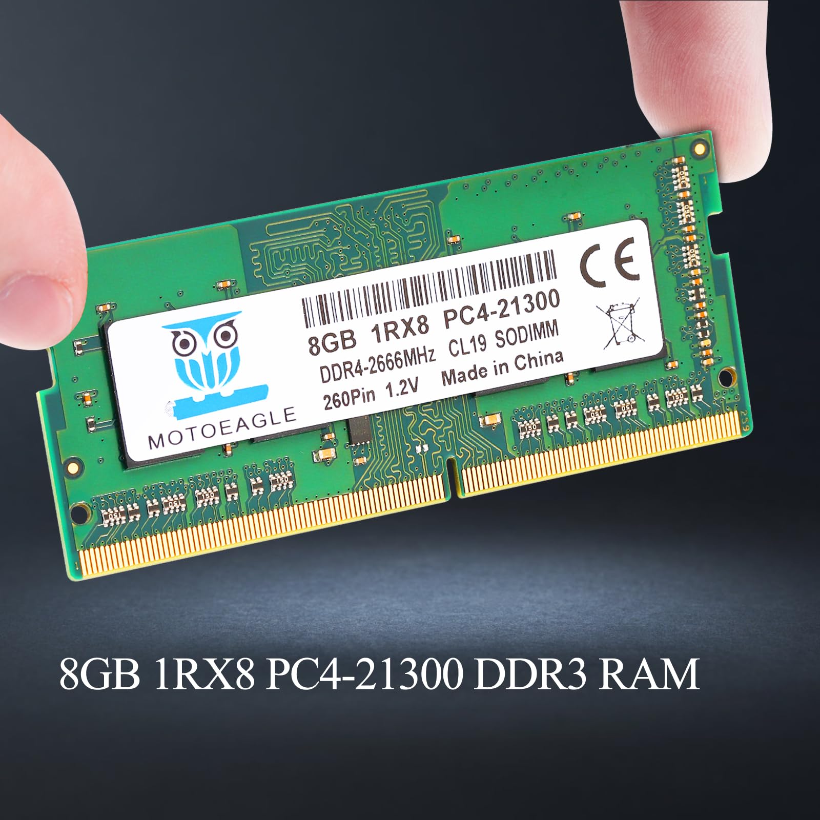 8GB 1RX8 DDR4 2666MHz PC4-21300 (PC4-2666V) CL19 SODIMM 1.2V 260