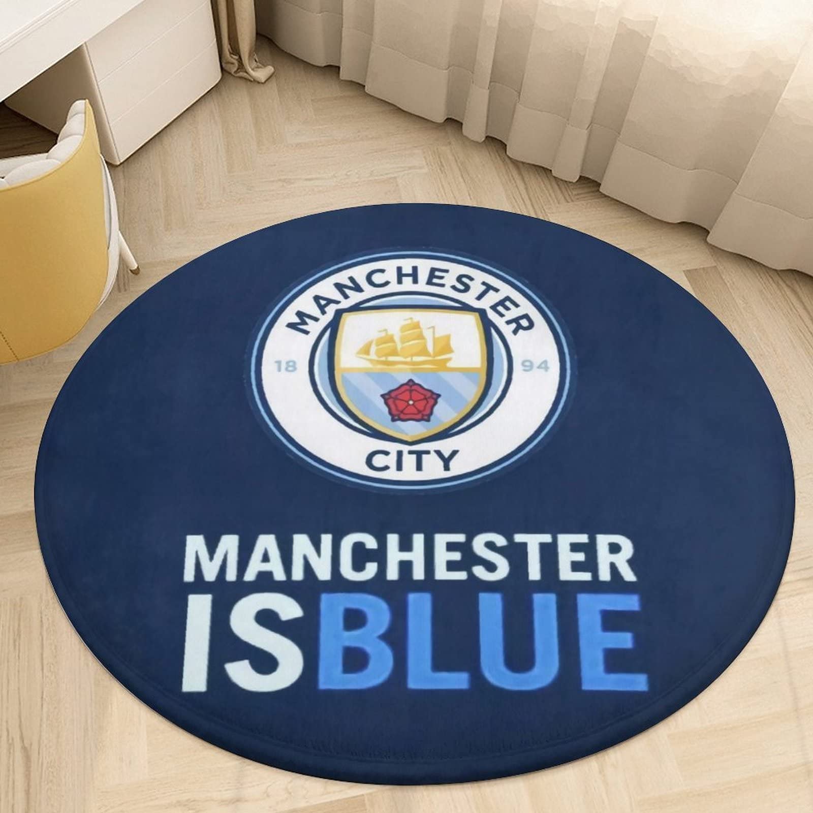 Amazon | マンチェスター・シティFC ラグマット 60*60cm 丸型 洗える