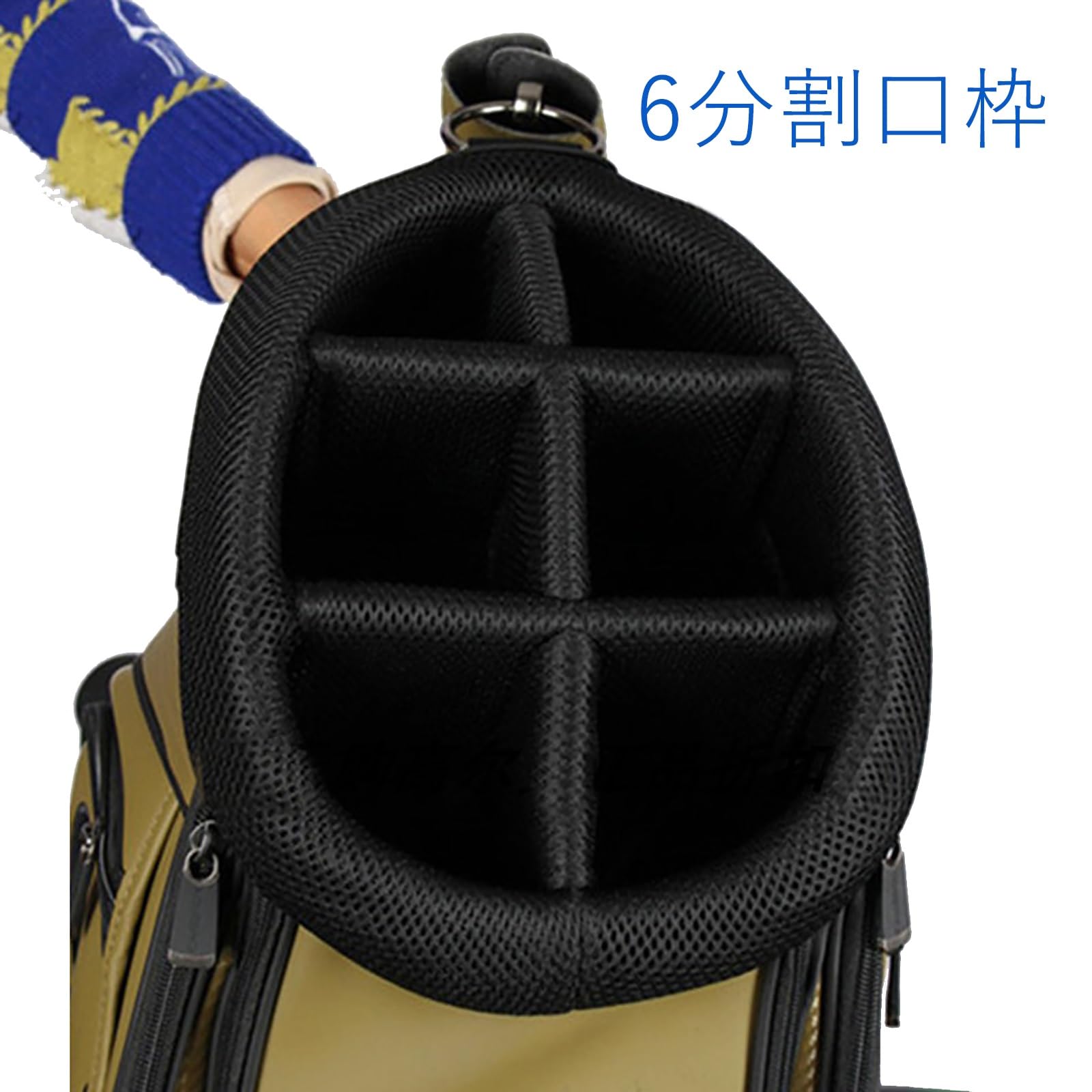 Amazon | ゴルフバッグ メンズ ゴルフ PU 6分割口枠 キャディバッグ