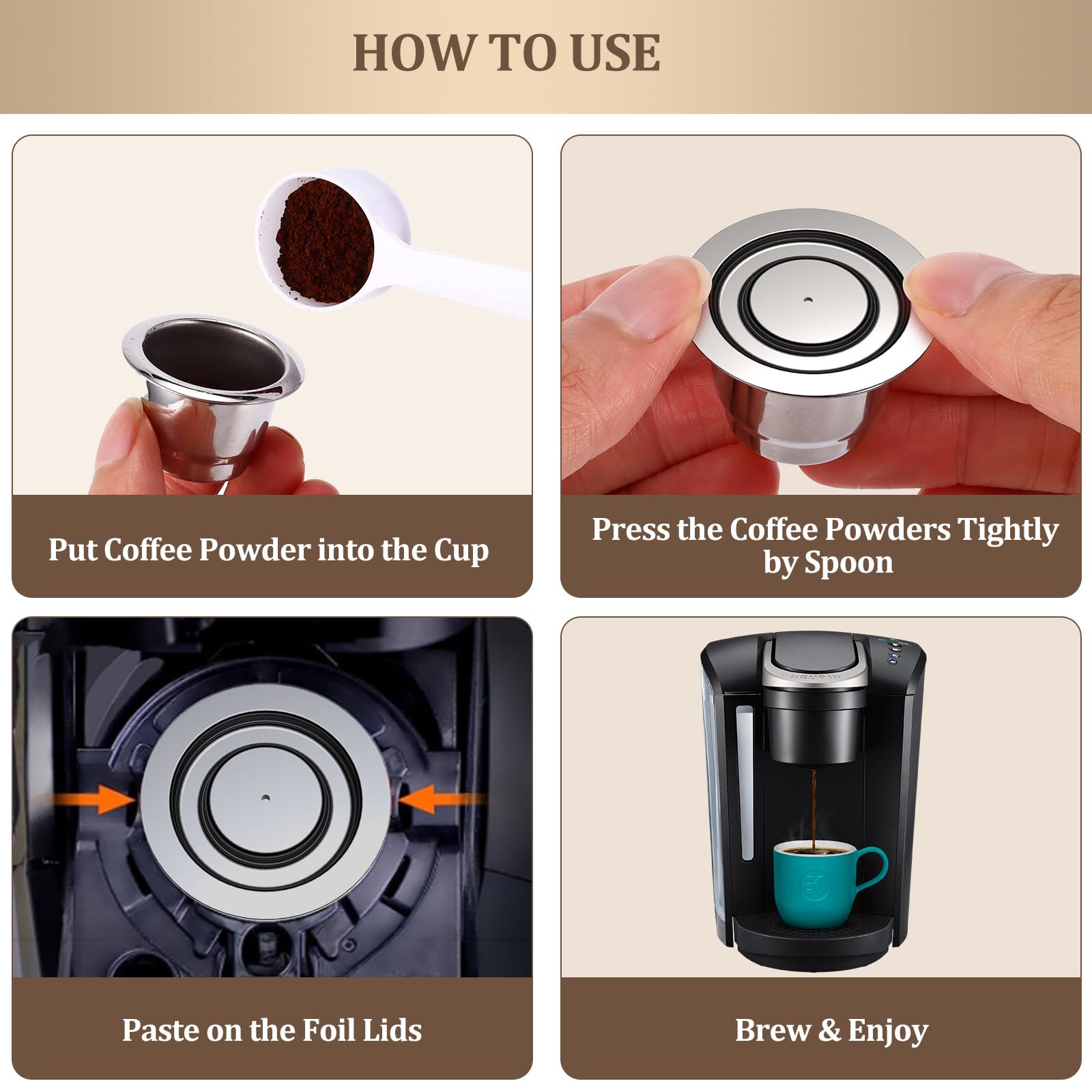 Amazon.co.jp: 詰め替え可能コーヒーカプセルカップ 蓋付き ステンレス