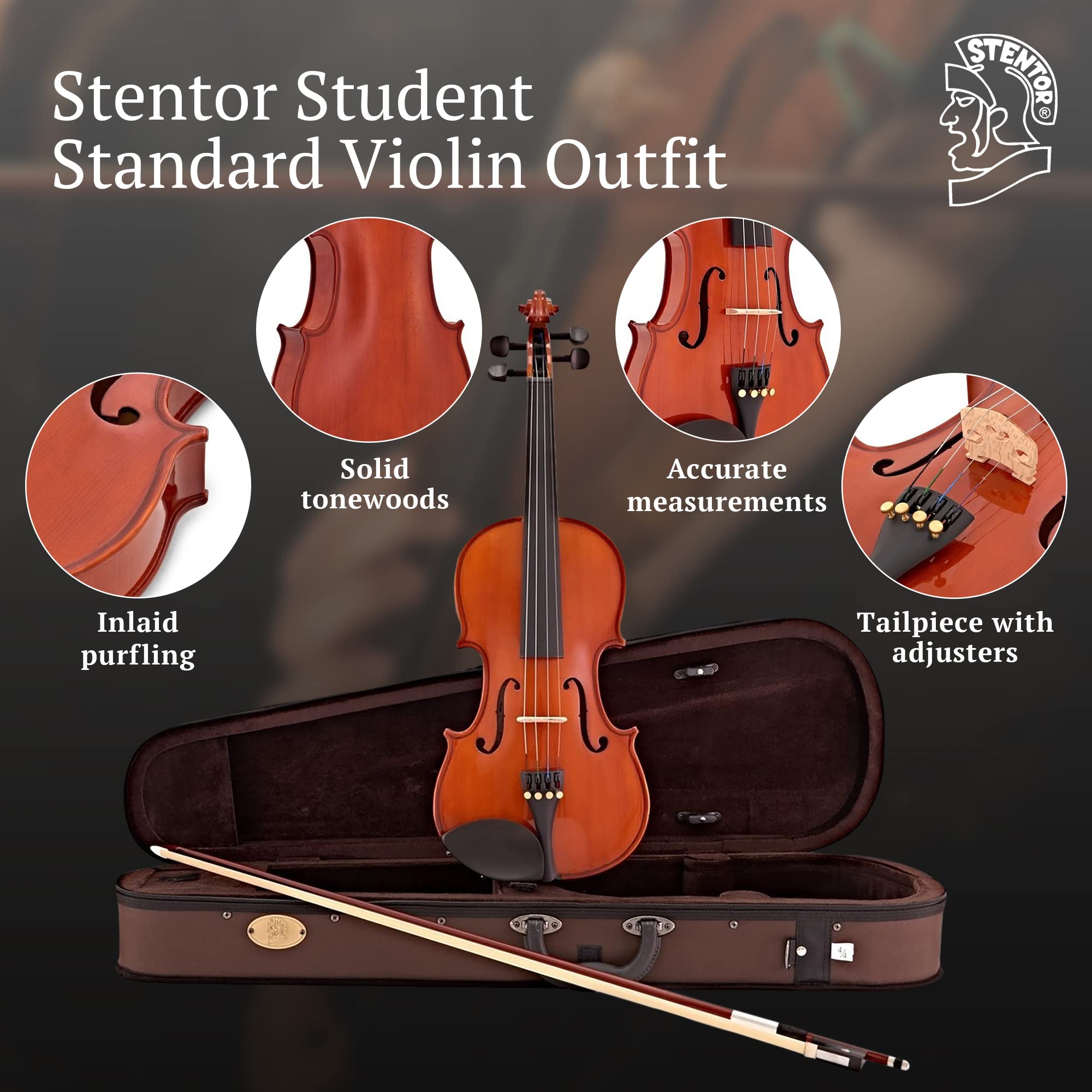 Amazon.com: STENTOR Violin, 右用, Braun, 4/4 (1018A) : Musical