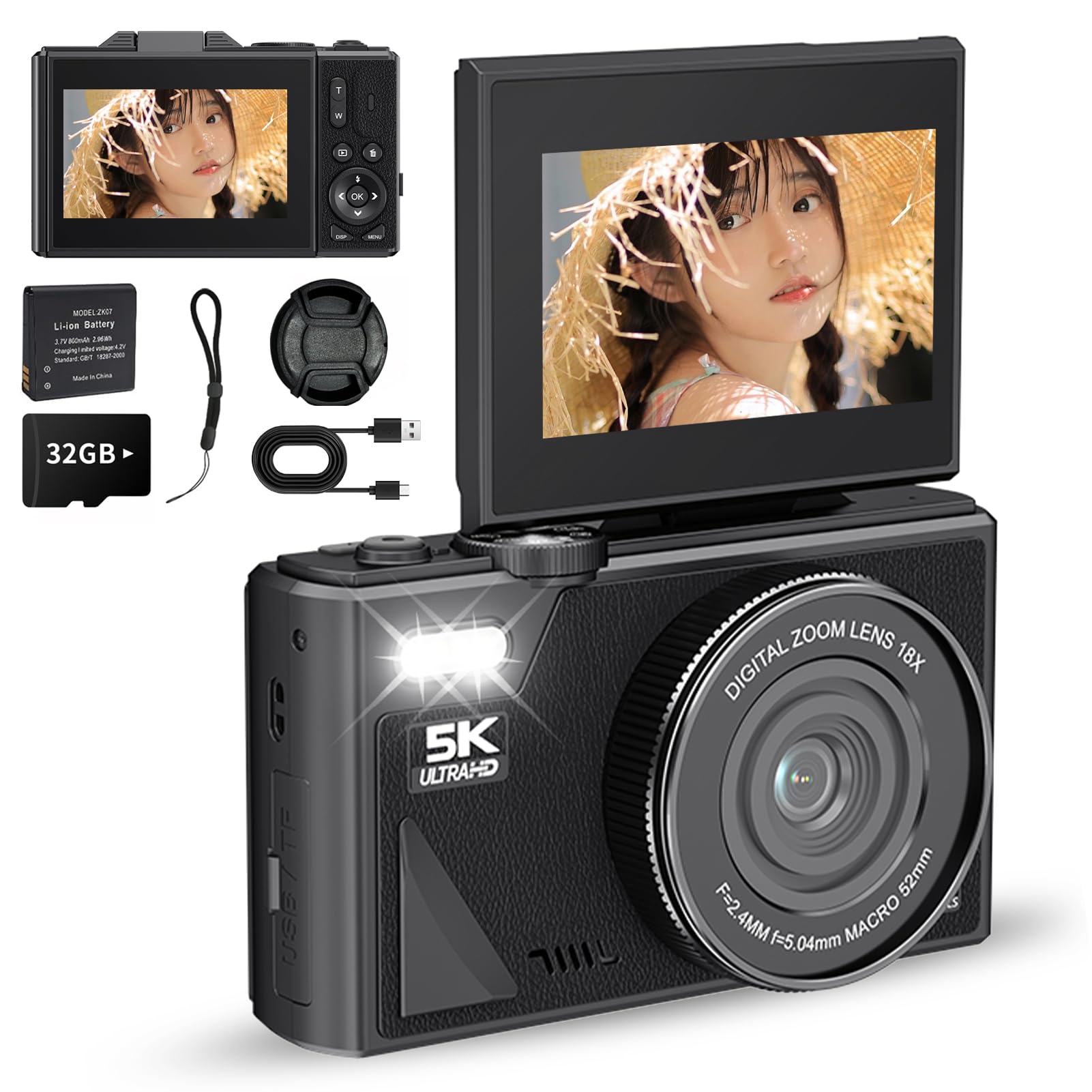 Amazon | デジタルカメラ 5K録画 デジカメ 7500万画素 WIFI転送機能