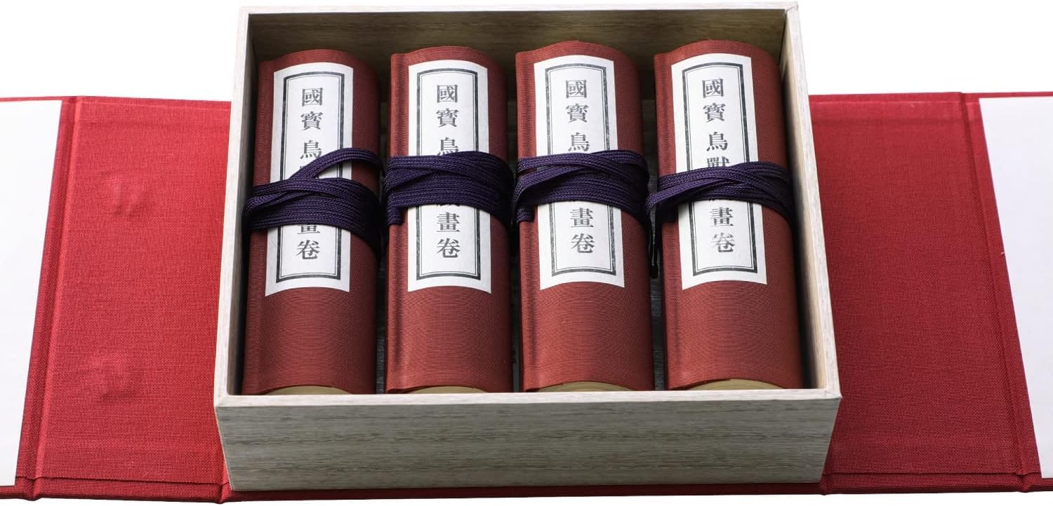 Amazon.co.jp: 縮小絵巻物 全4巻 セット 絵巻物 全巻 鳥獣戯画 鳥獣