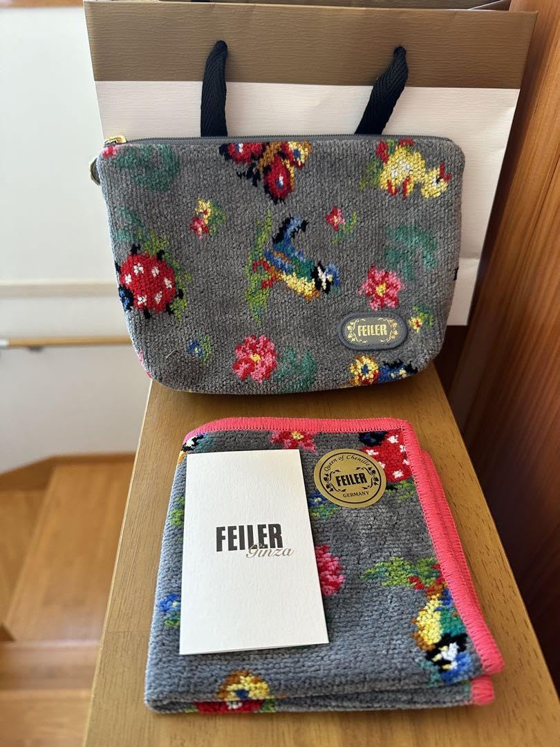 Amazon.co.jp: FEILER ハイジグレー ポーチとハンカチのセット銀座店