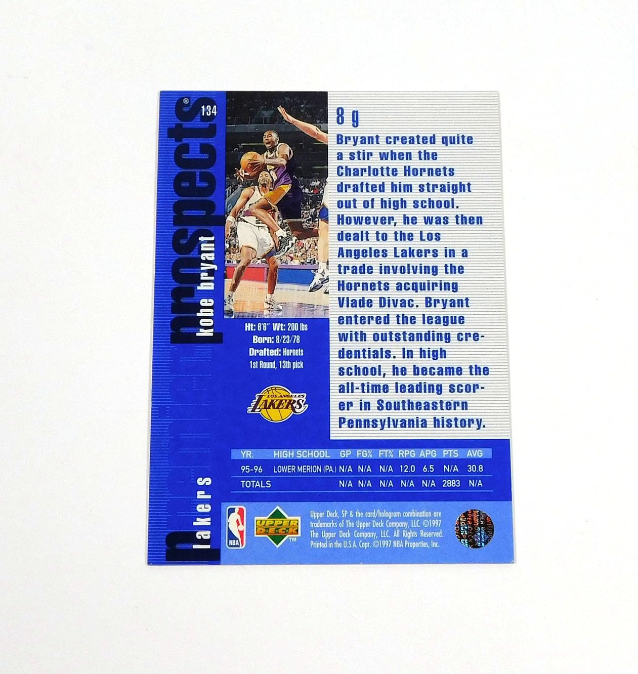 Amazon.com: 1996-97 Upper Deck SP Basketball #134 Kobe Bryant