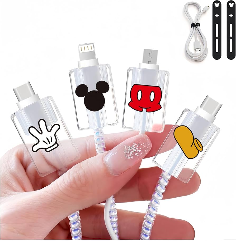 Amazon.co.jp: ケーブル保護カバー 断線防止 ミッキーマウス ケーブル