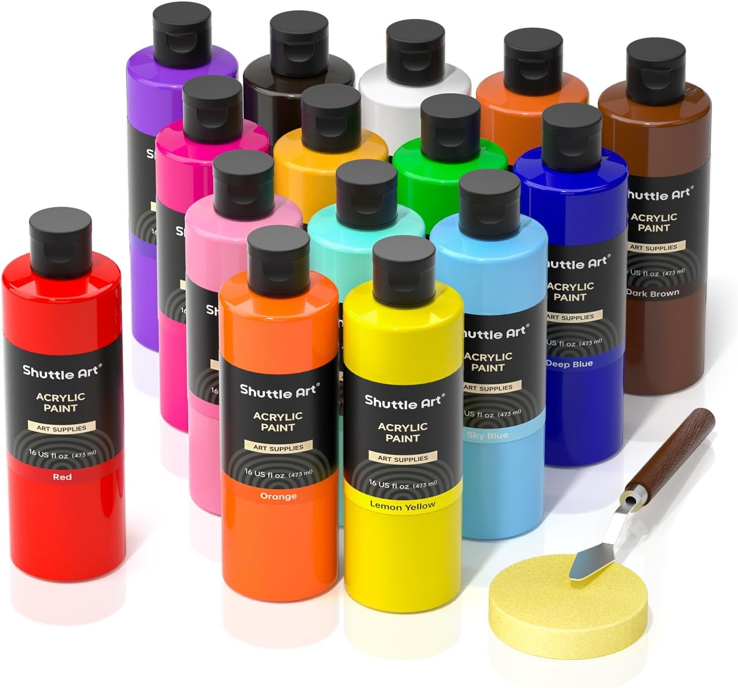 Amazon | Shuttle Art アクリル絵の具 15色 473ml 大容量 絵の具セット