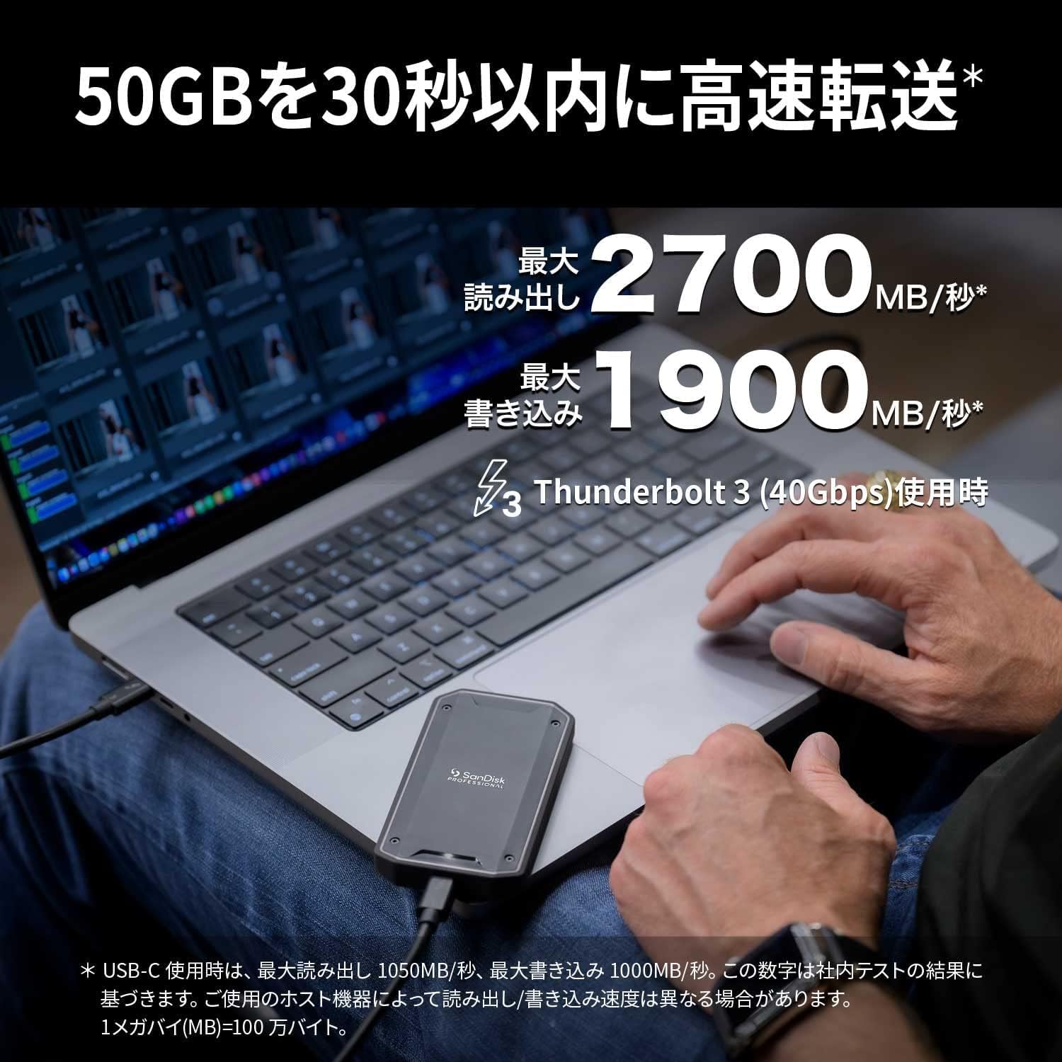 Amazon | サンディスクプロフェッショナル 外付け ポータブルSSD 1TB