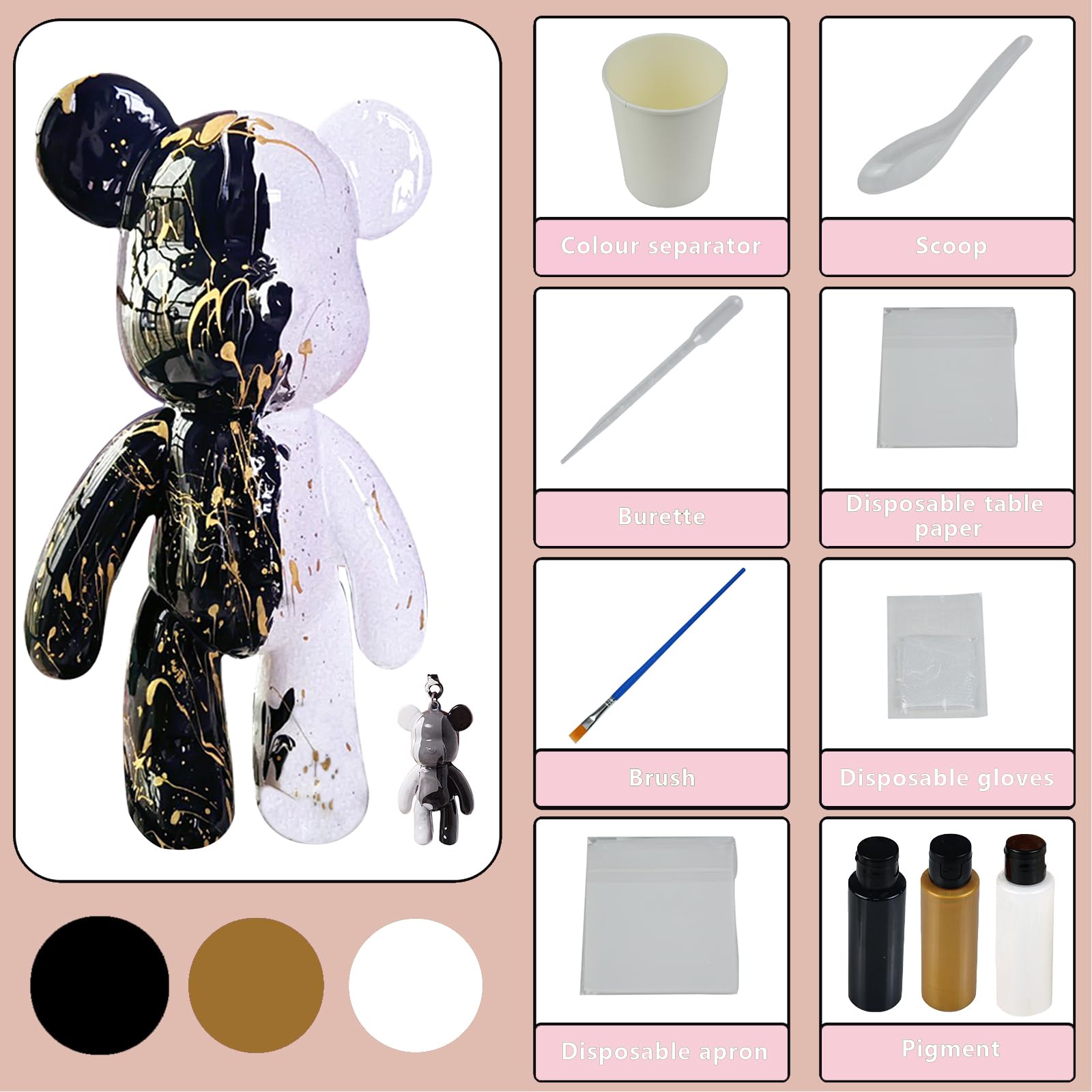 Amazon | Coniuty DIY (ブラック+ホワイト+ゴールド 9.05インチ) 流体